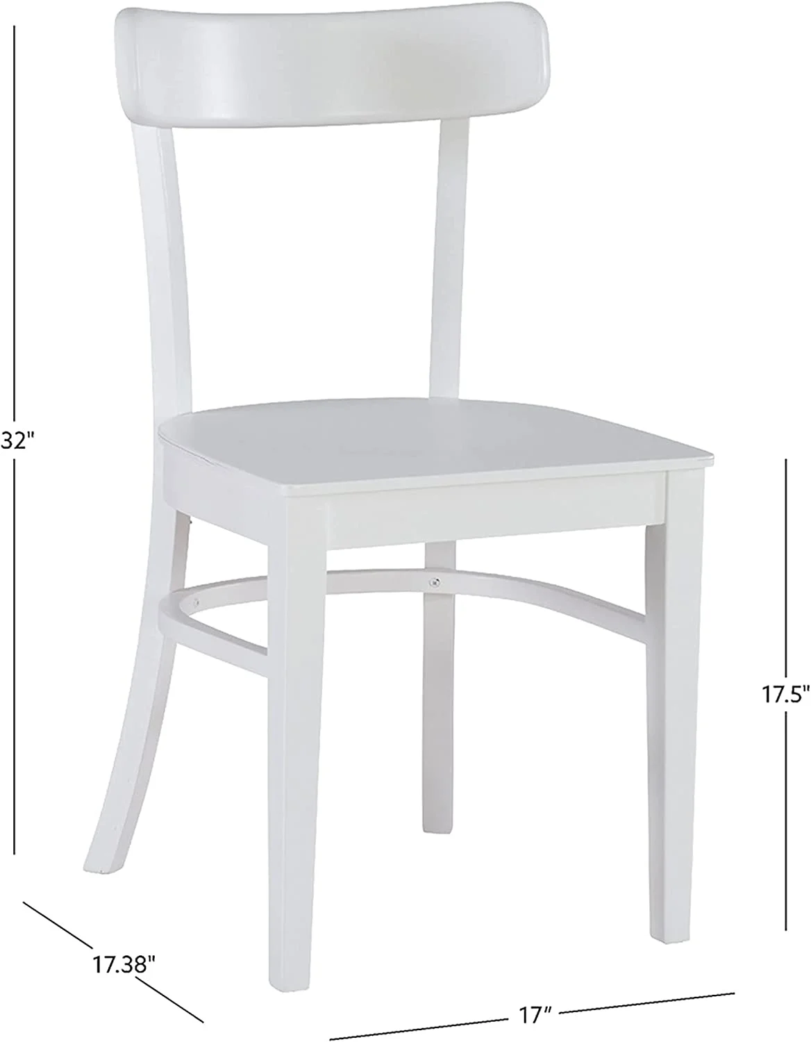 HYUN Dayleen White Wooden Dining Chairs, Set of 2 Fully Assembled