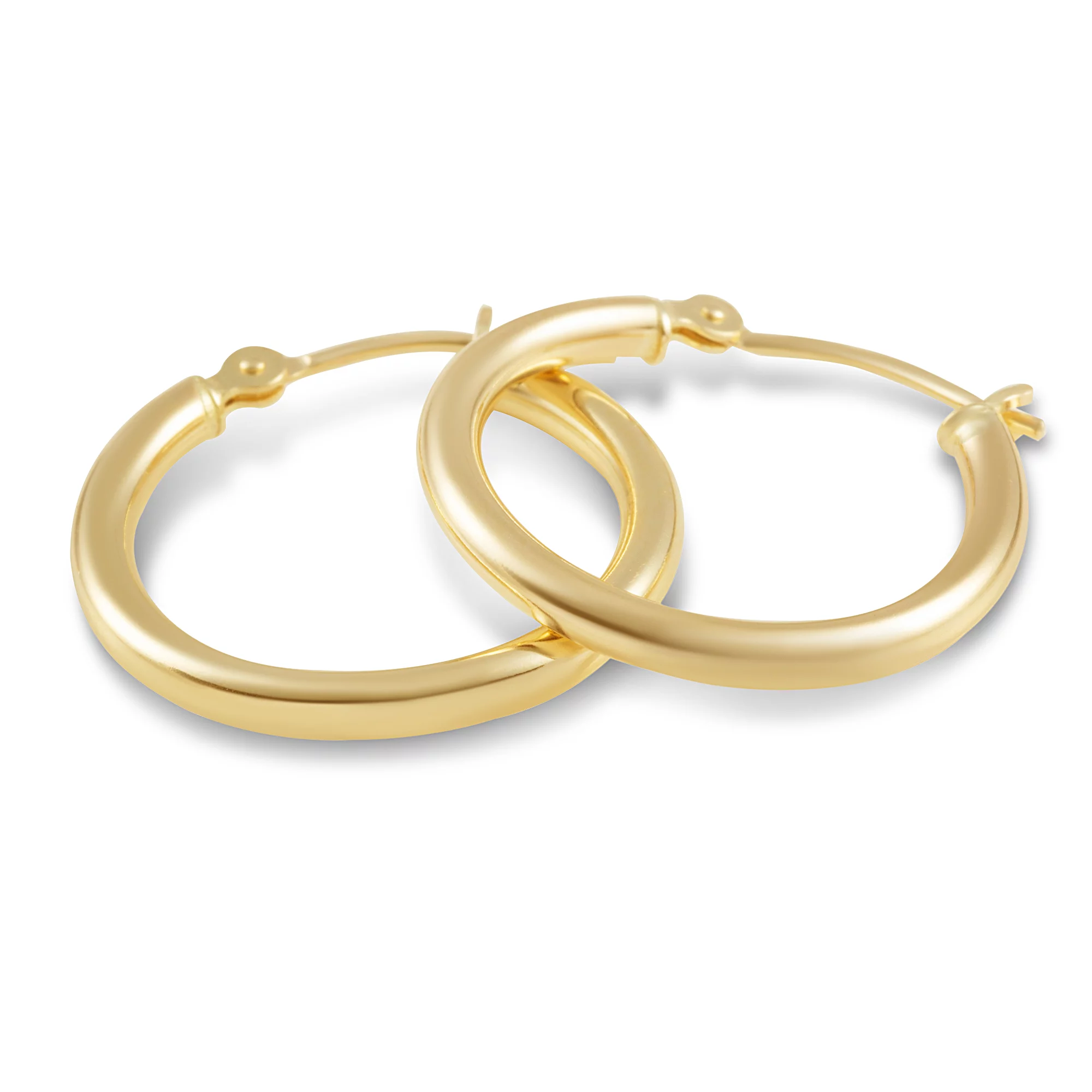 14K Yellow Gold Hinged 2mm Hoop Earrings, 18mm Diameter Polished Finish