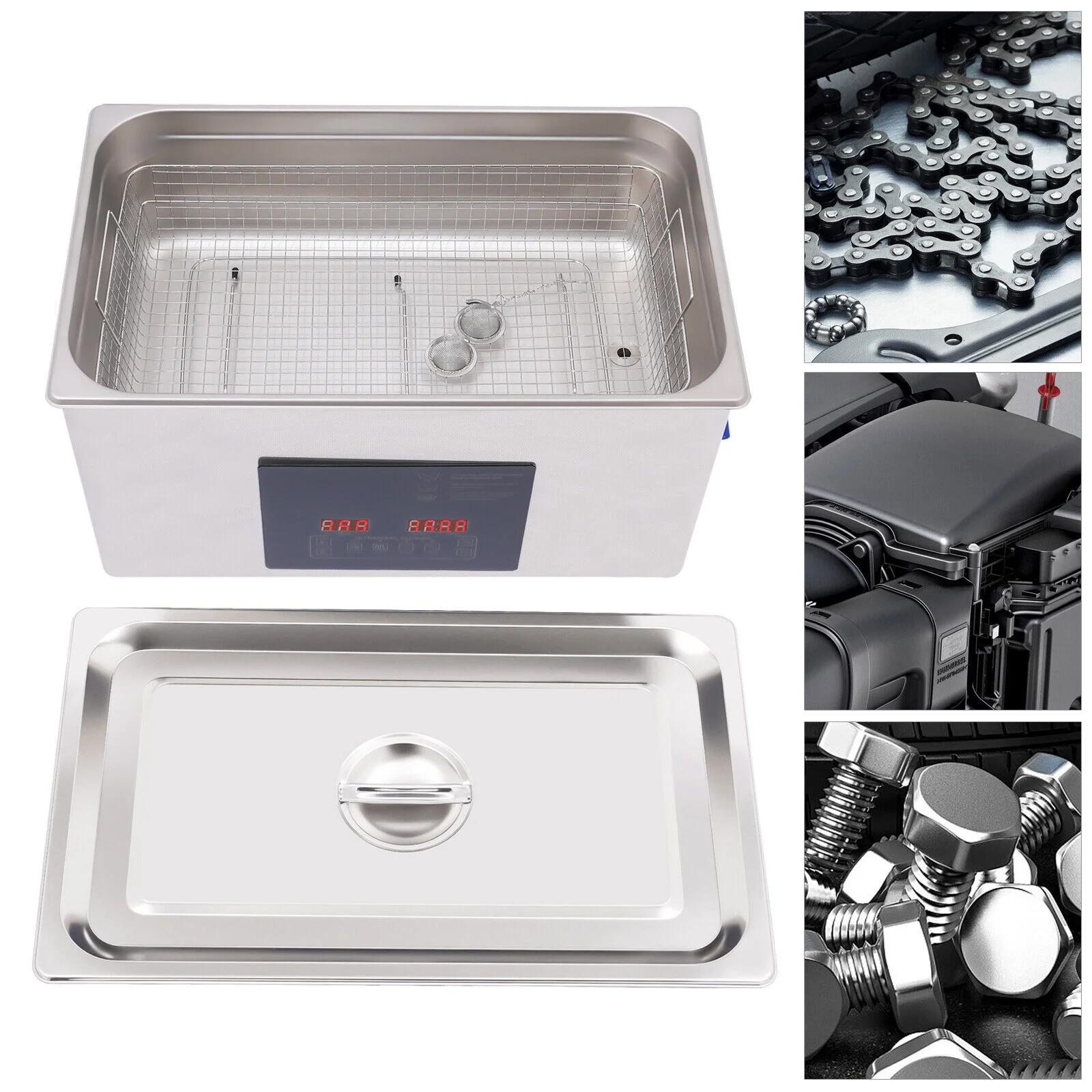 Commercial 10L 22L Ultrasonic Cleaner Industry Double Frequency Jewelry Glasses 0-80℃/0-176℉