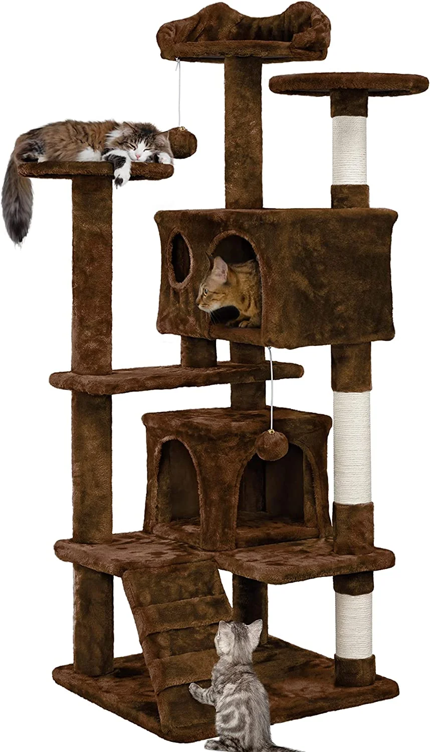 54in Cat Tree Tower Condo Cat Furniture w/Scratching Post for Kittens Pet House Play