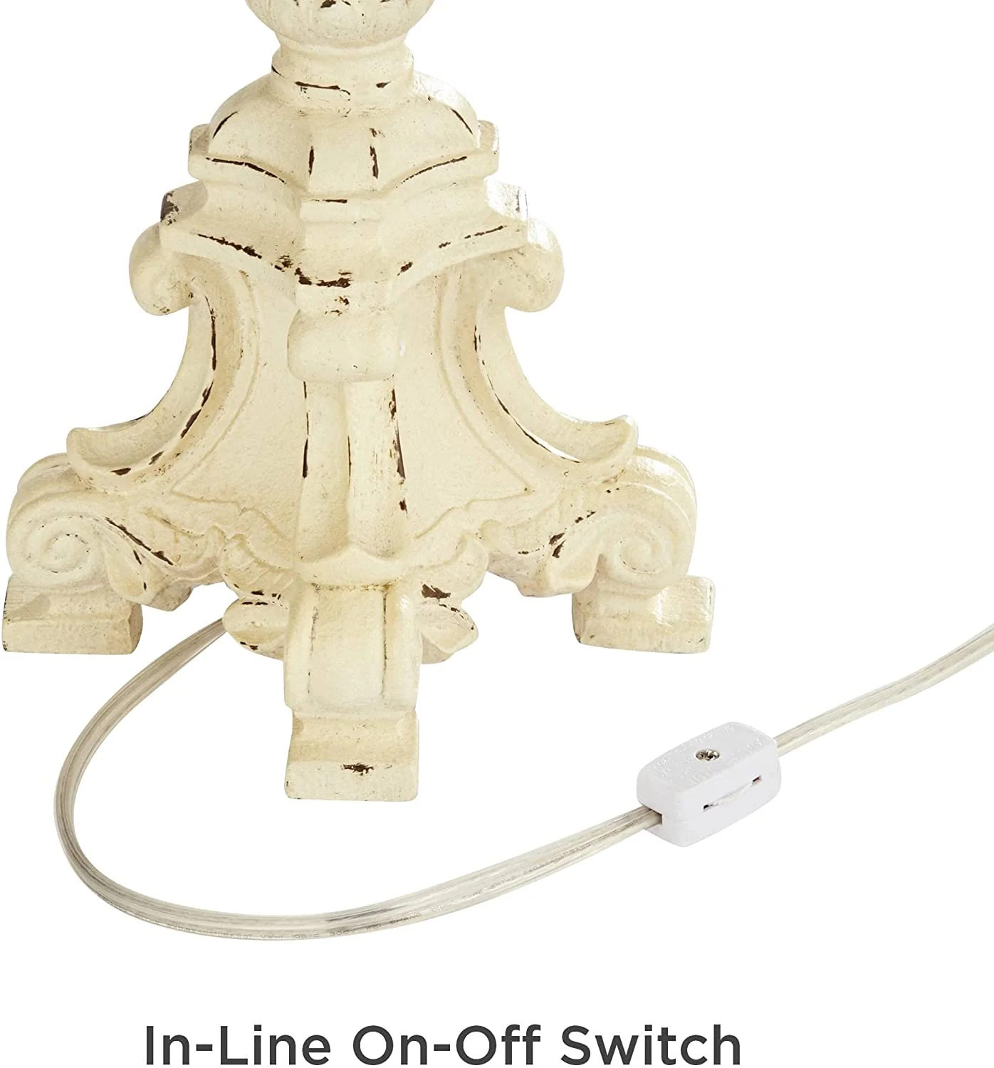 TQJKLFDY Duval 34 1/2" Tall Candlestick Large Traditional End Table Lamp French White Finish Crystal Single Living Room Bedroom Bedside Nightstand House Office Home Reading Kitchen En