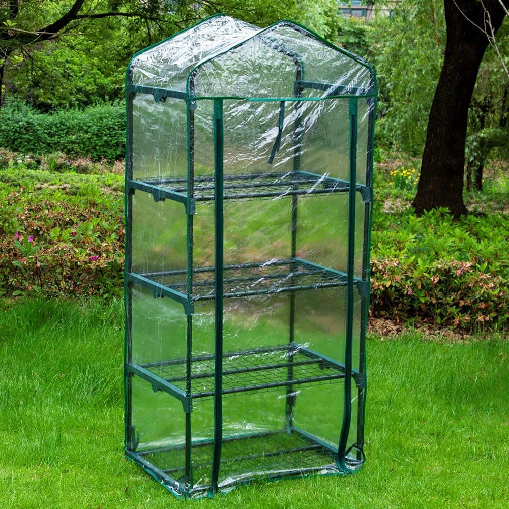 WOVTE 4-Tier Greenhouse Tents Portable Garden Green House Flower Plants Durable PVC Cover, Garden Greenhouse with Roll-Up Zipper Door for Garden Yard Patio Indoor Outdoor Plants(Only Cover)