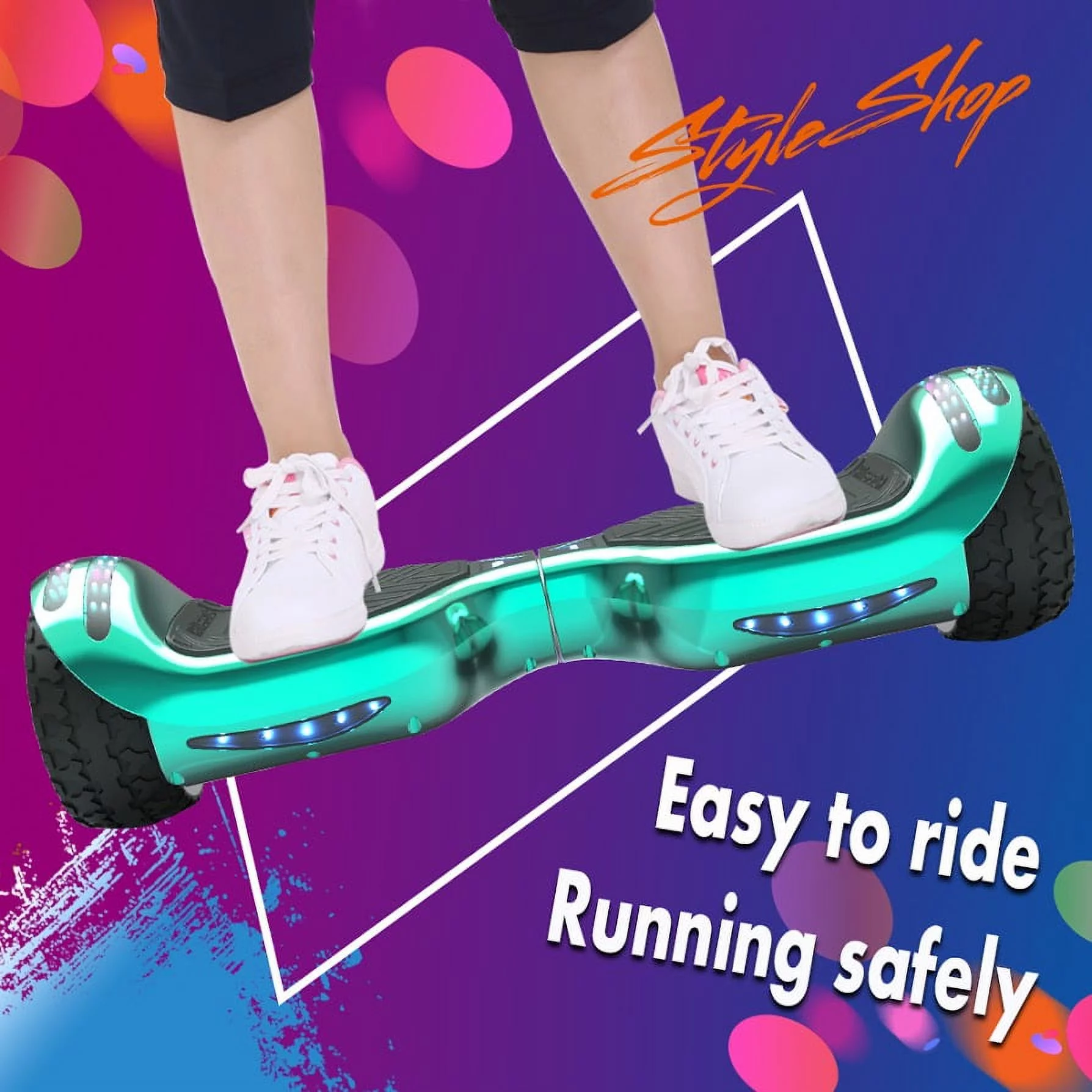 6.5'' Hoverboard with Front/Back LED with Bluetooth Speaker, Self-Balance Flash Wheel, UL Chrome Purple