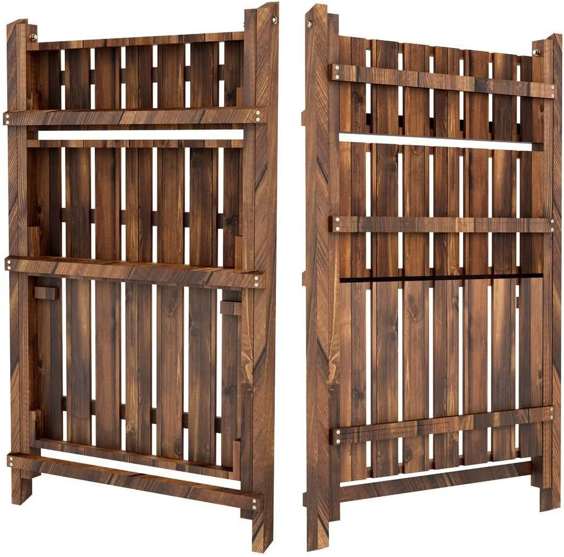 3-Tier Folding Plant Stand Wooden Foldable Plant Shelf Flower Pot Stand Plants Display Shelf Rack Ladder Garden Indoors Outdoors 23.6 x 15 x 36.6in