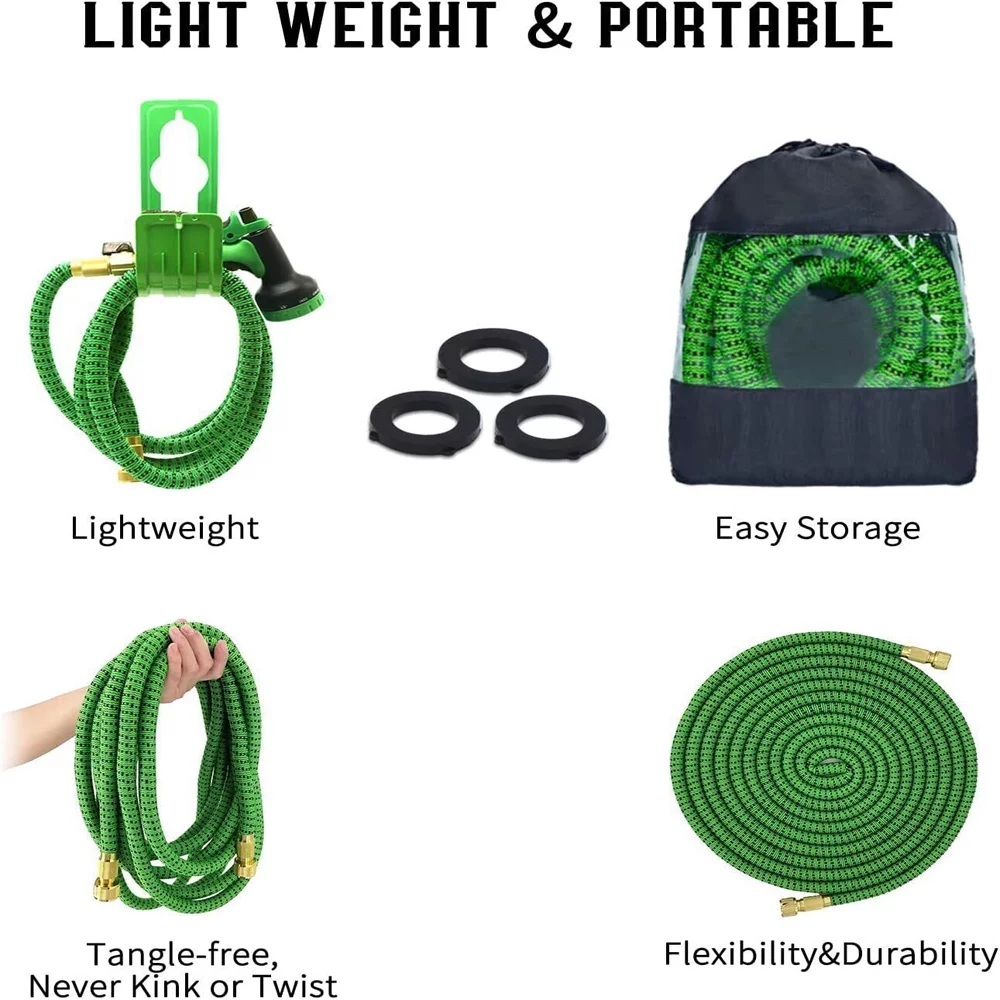 100ft Flexible Expandable Deluxe Heavy Garden Water Hose Duty Stronger®Dark Green®