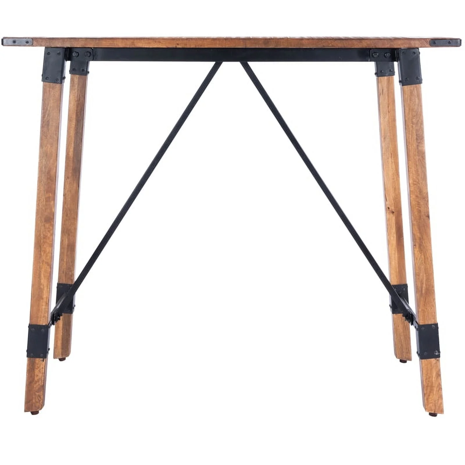 Beaumont Lane Rustic Lodge Industrial Wood and Metal Pub Table in Beige