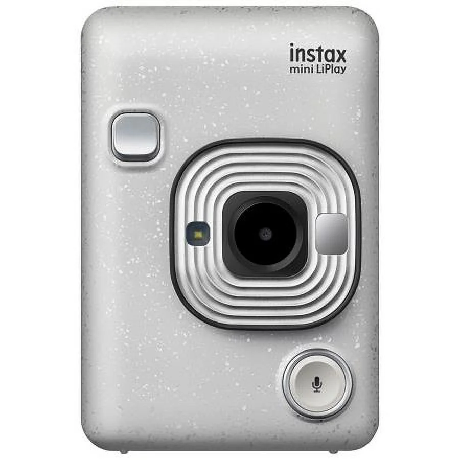 Instax Hybrid Mini LiPlay Instant Camera, Stone White +  2x Instax mini Instant Films 40 Exposures, 32GB Micro SD Card, Multi-Device Shoulder Bag, Multifunctional Octopus Tripod with Ball He