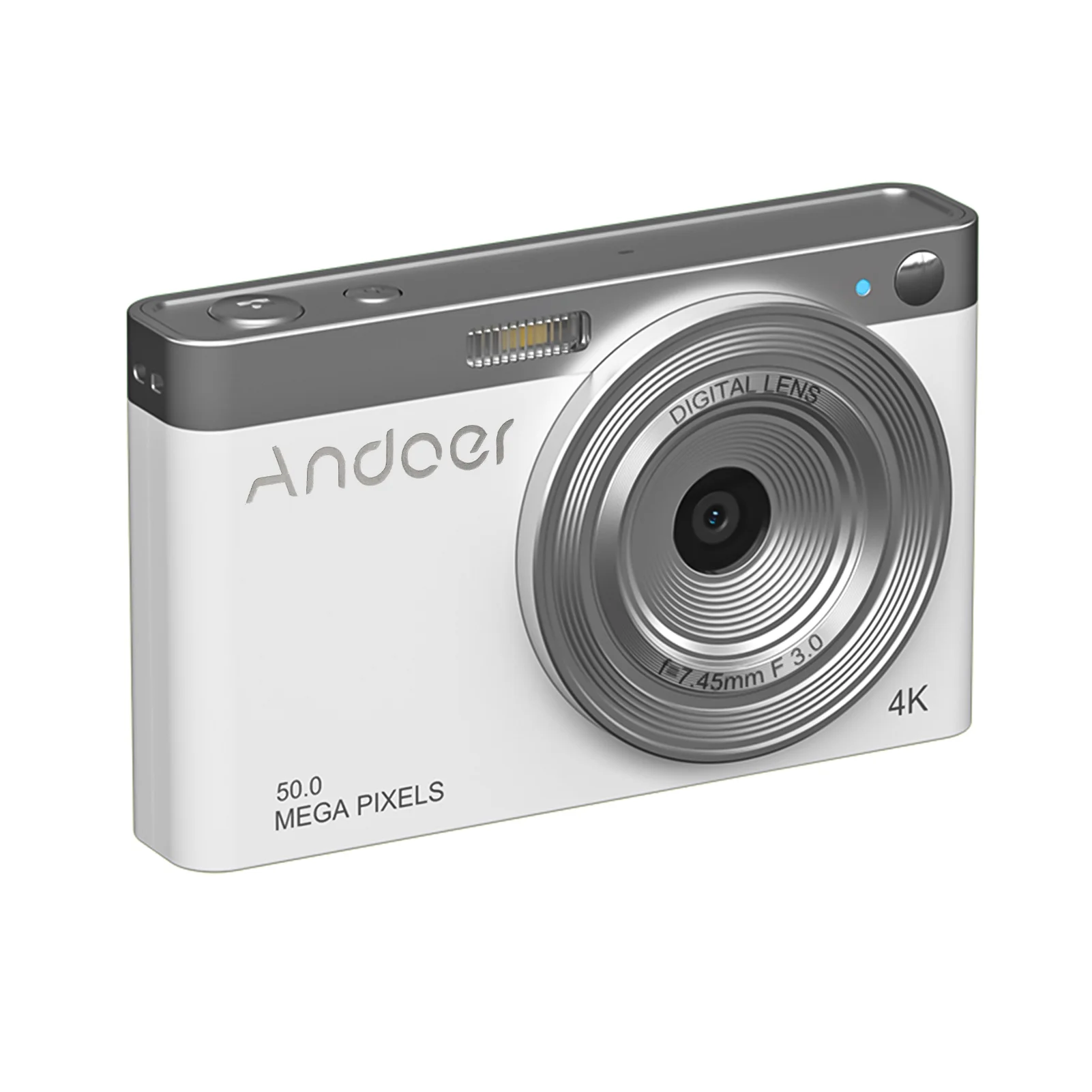 Andoer-2 Digital Camera,50MP 2.88Inch IPS Camera Video 50MP Smile Capture Built-in 4K Camera Batteries Carry Wrist Auto 16X -Shake IPS Screen Auto Built-in 2pcs Batteries Capture Built-in 2pcs