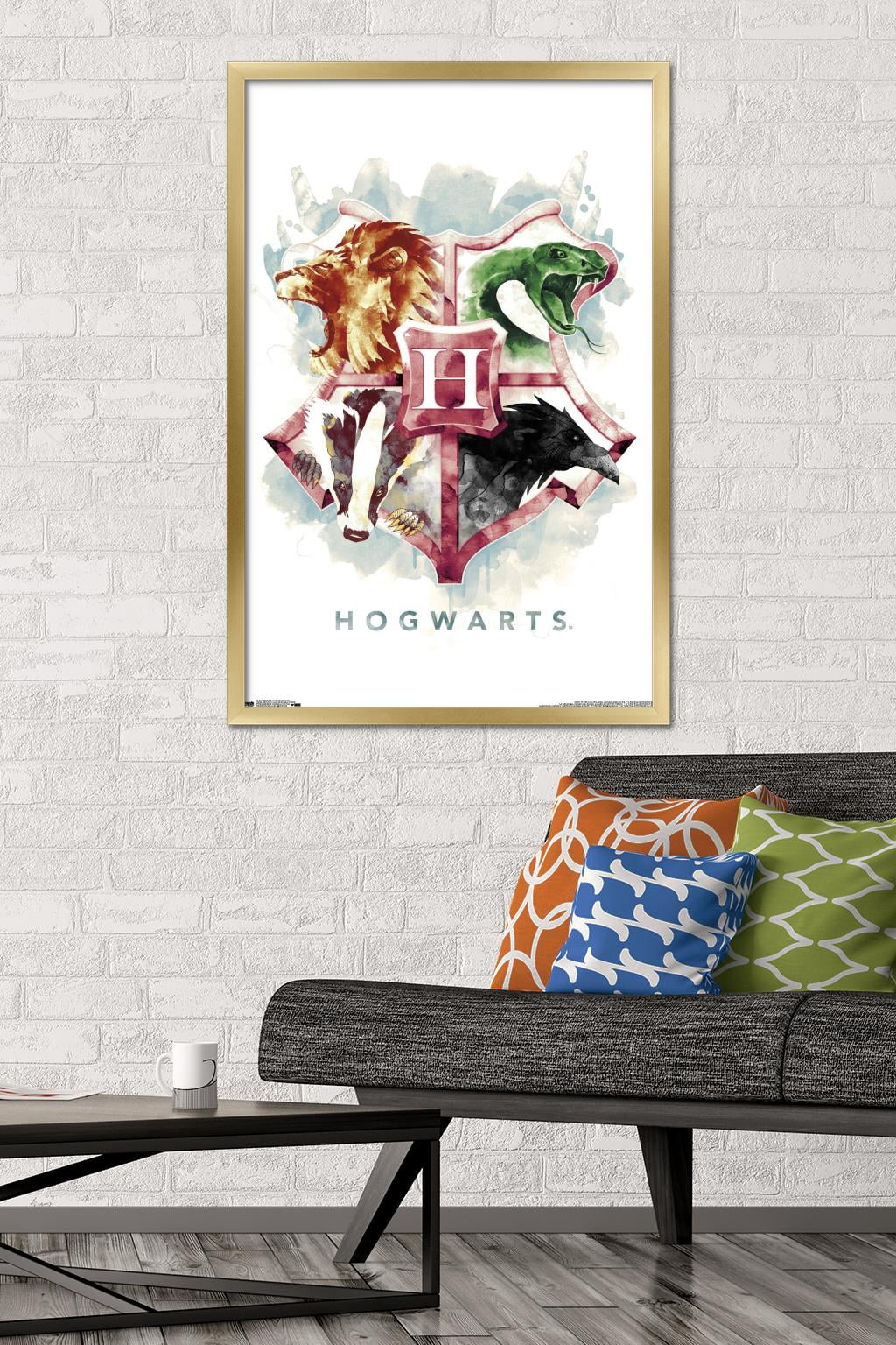 The Wizarding World: Harry Potter - Hogwarts Illustrated House Crests Wall Poster, 22.375