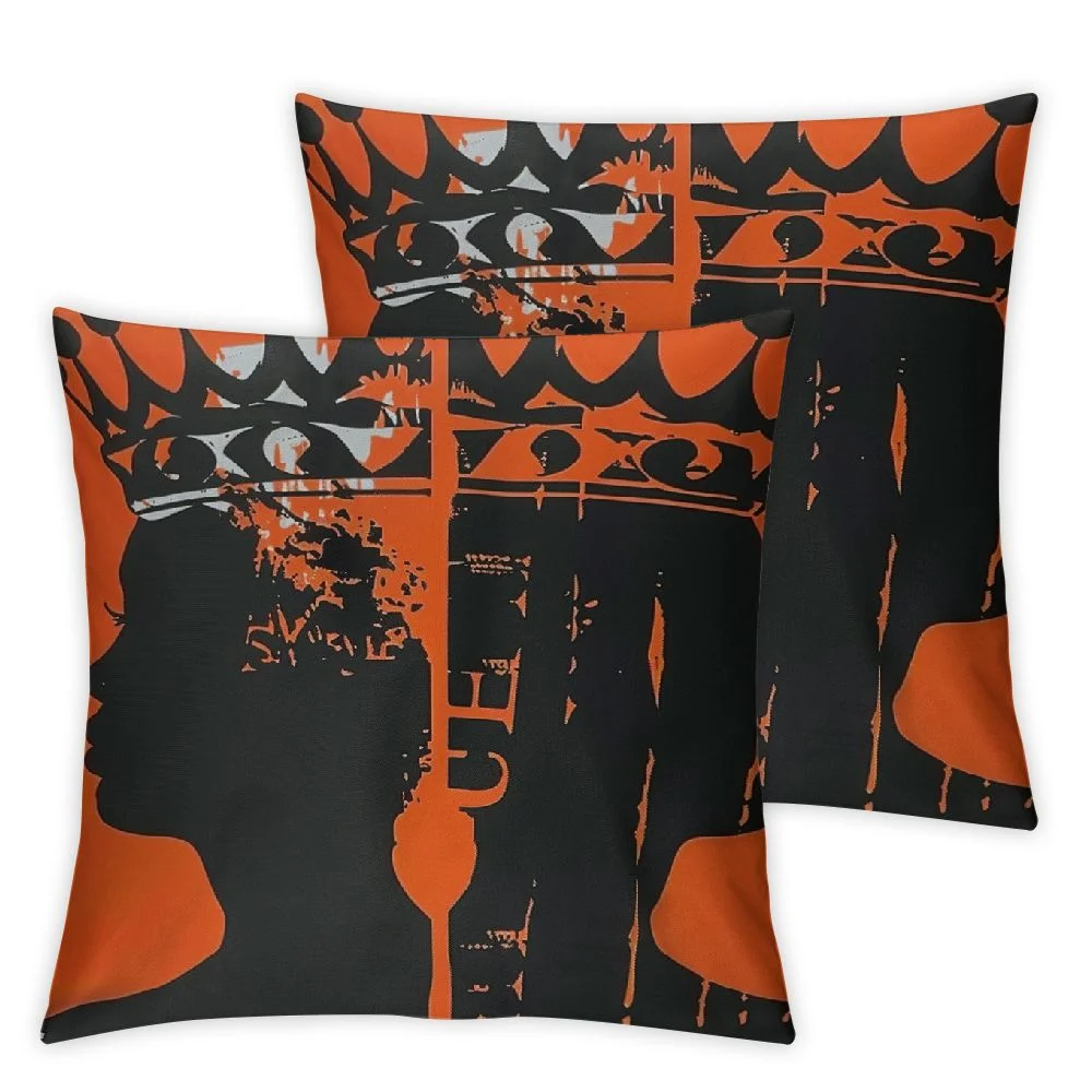 Xlo0ole Crown Queen and Throw Pillow Covers,His and Hers Couple Teens Pillow Covers for Home Sofa Bed Couch, Romantic Valentine's Day Black and Orange Cushion Covers White