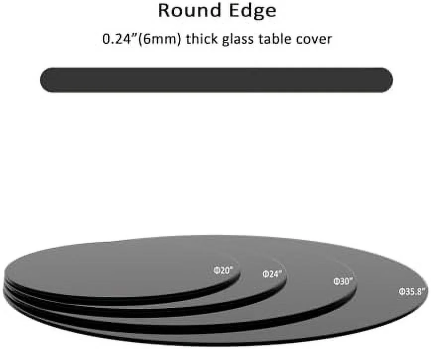 GVJMTKP 32" Black Round Tempered Glass Table Top 1/2" Thick Beveled Polished Edge