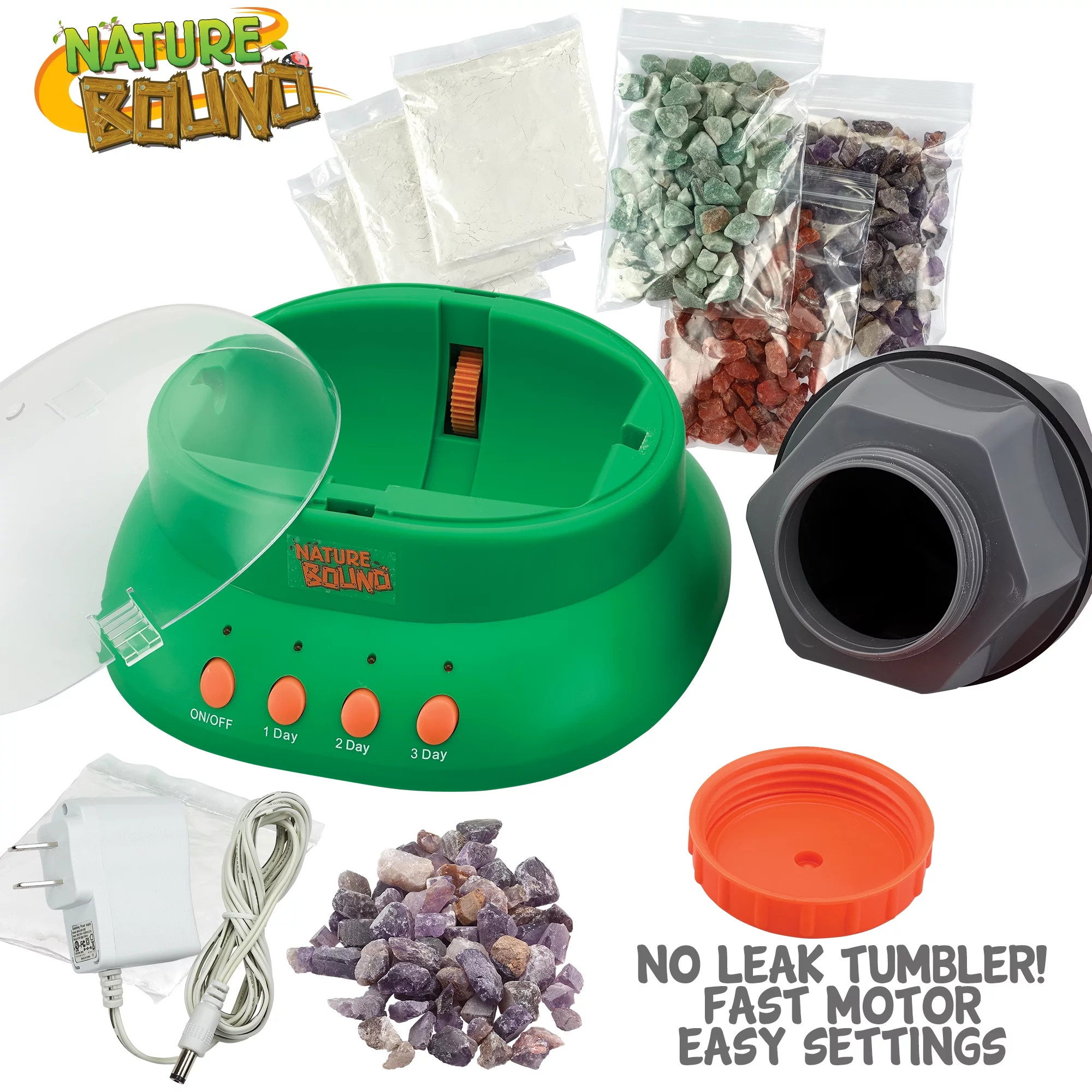 Nature Bound Fast Rock Tumbler Kit – Includes Rough Gemstones & Grit