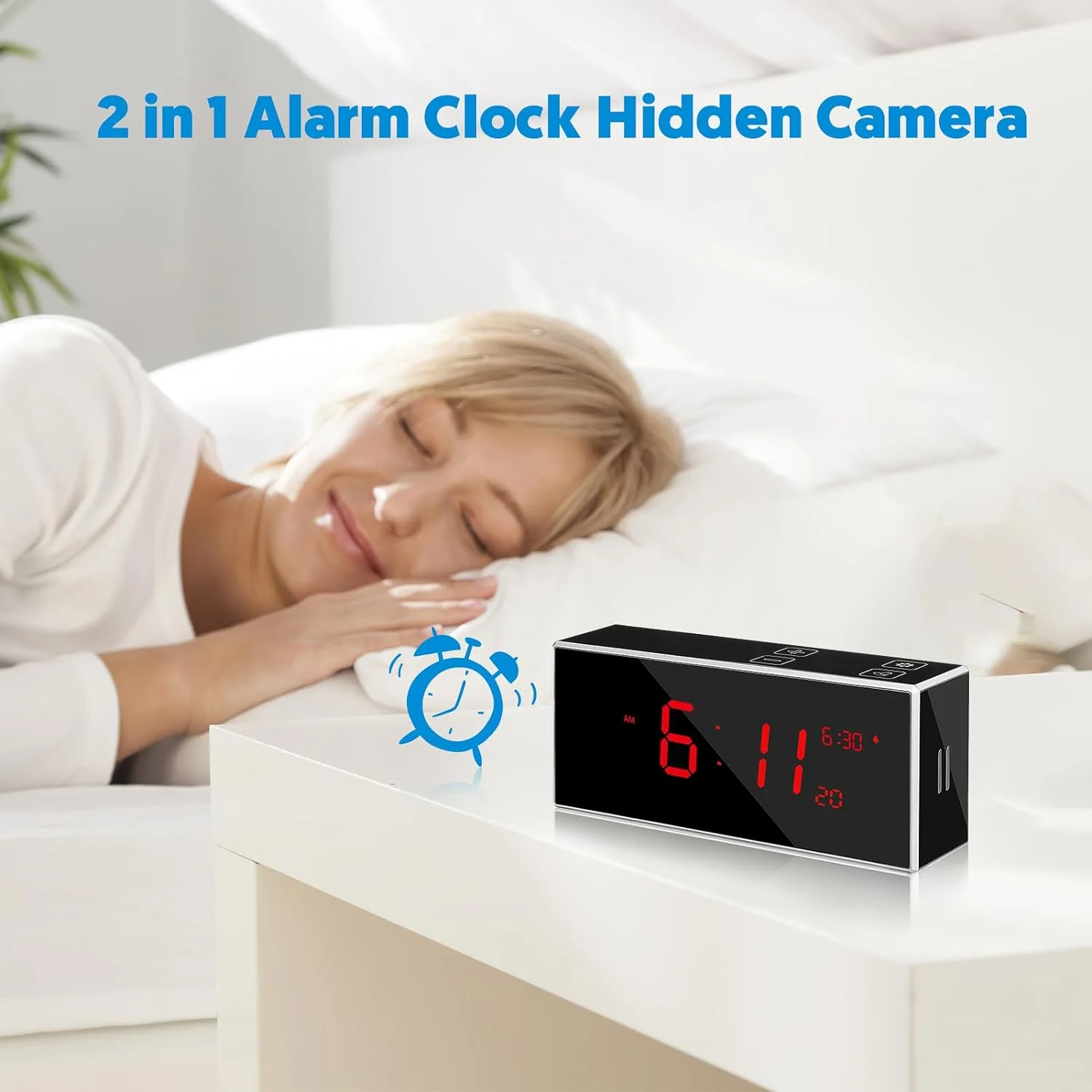 Hidden Spy Camera Alarm Clock with Stronger Night Vision 4K Wireless WiFi Smart Nanny spy Cam Motion Detection 160°Wide-Angle Fisheye Lens Security Surveillance Camera(2.4/5Ghz)