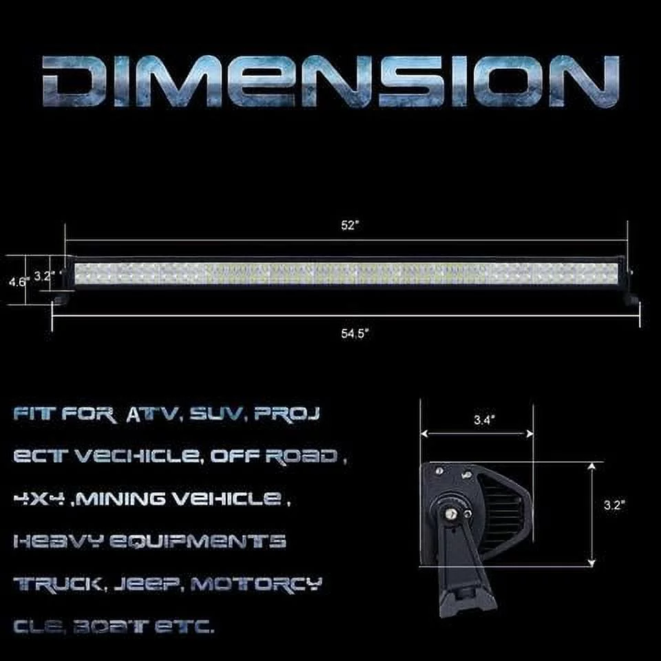 Nilight Led Light Bar 52 Inch 300W Spot Flood Combo 2PCS 4 Inch 18W Spot LED Fog Lights, 2 years Warranty