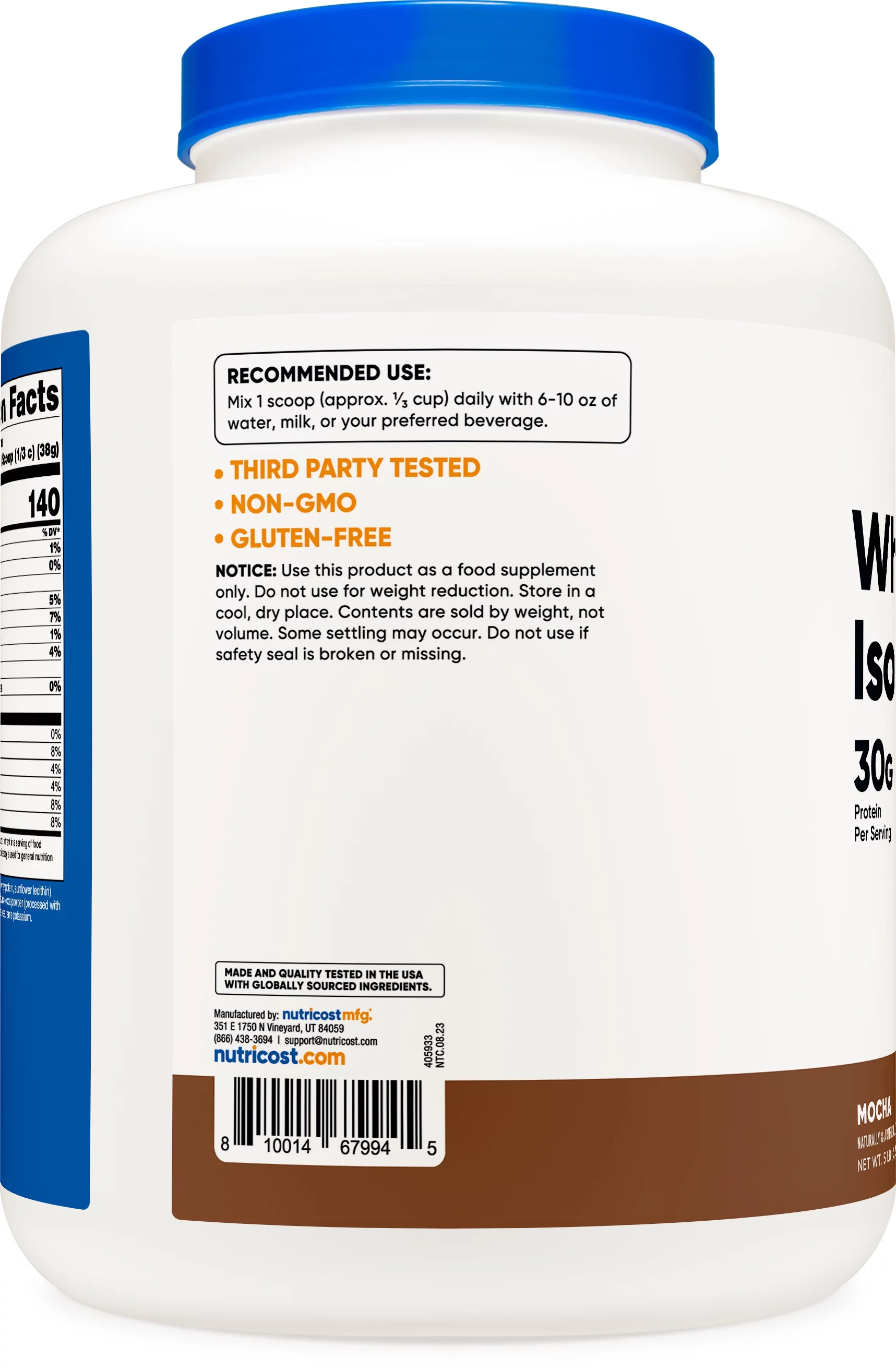 Nutricost Whey Protein Isolate Powder (Mocha) 5LBS - Non-GMO & Gluten Free