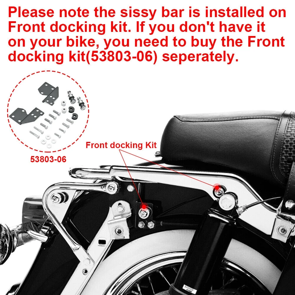 Kojem Detachable Sissy Bar Backrest Luggage Rack for 1994-2008 Harley Road Street Glide