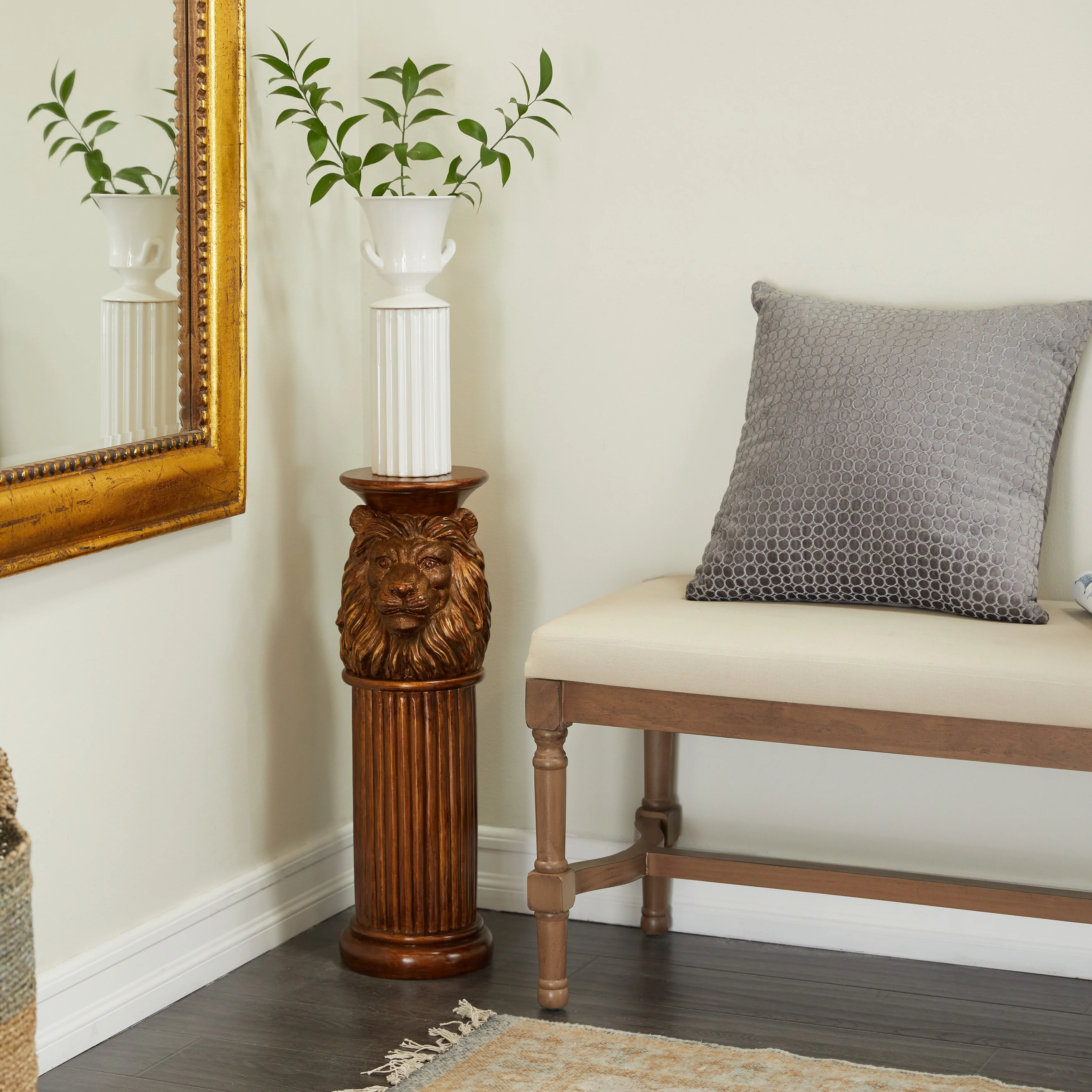 Studio 350 Bronze Polystone Lion Pedestal Table