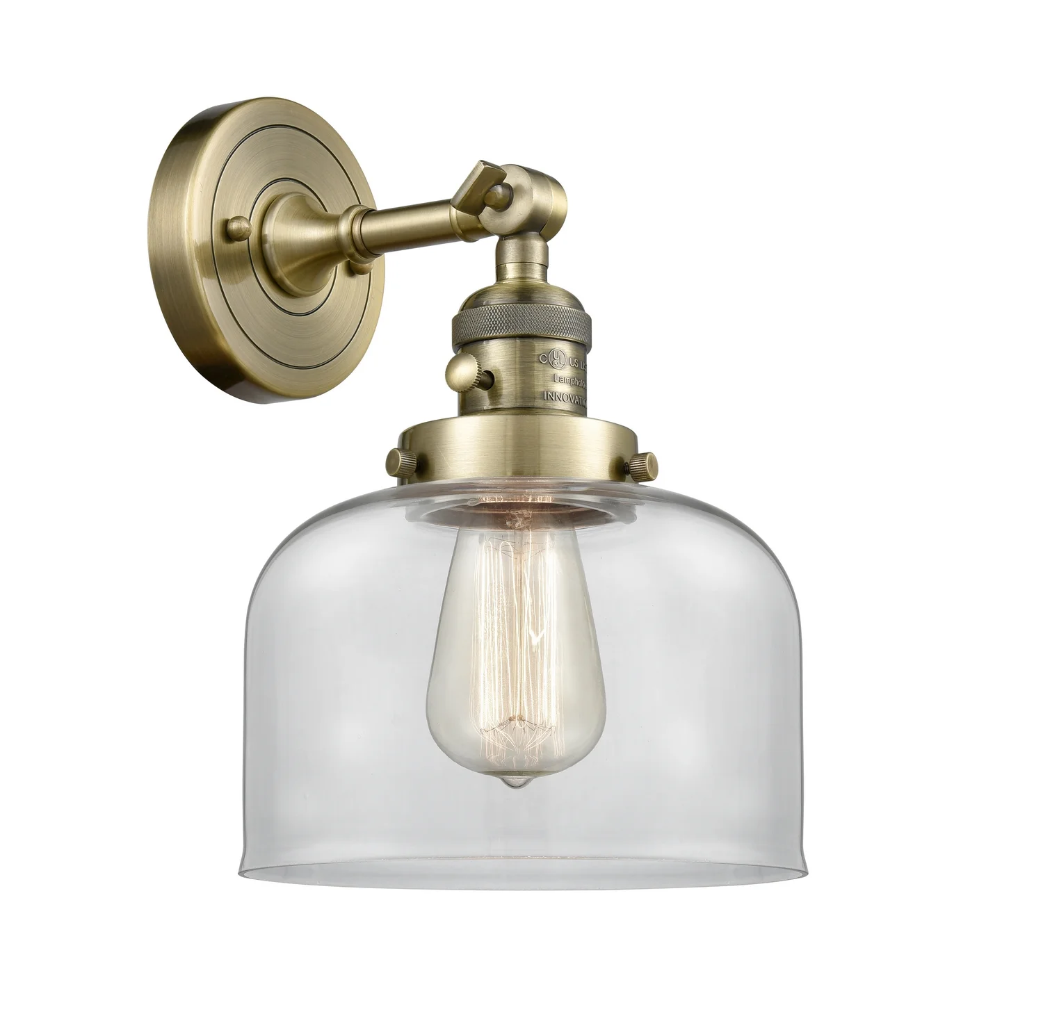 Innovations 203SW-AB-G72-LED Transitional One Light Wall Sconce from Franklin Restoration collection in Brass - Antique finish,