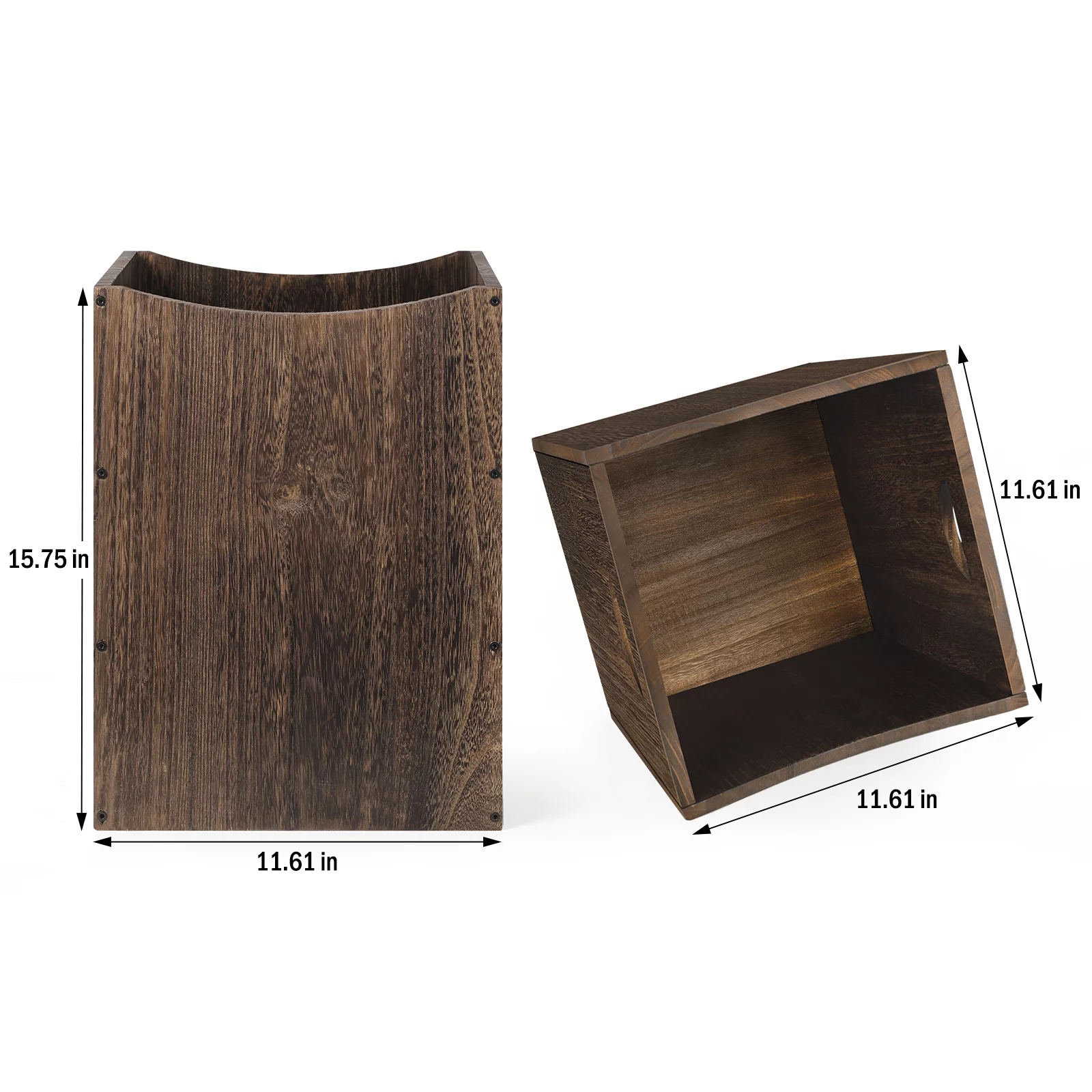 Wood Laundry Hamper Basket with Handles, 36L