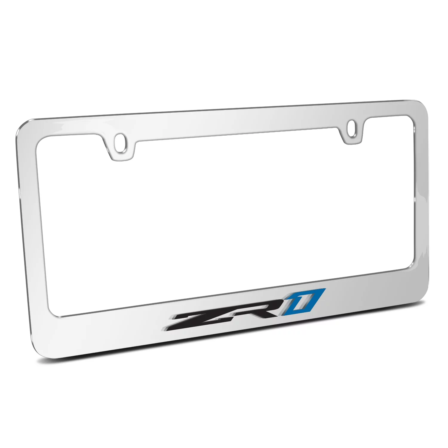 Chevrolet Corvette C7 ZR1 3D Embossed Letters on Mirror Chrome Metal License Plate Frame