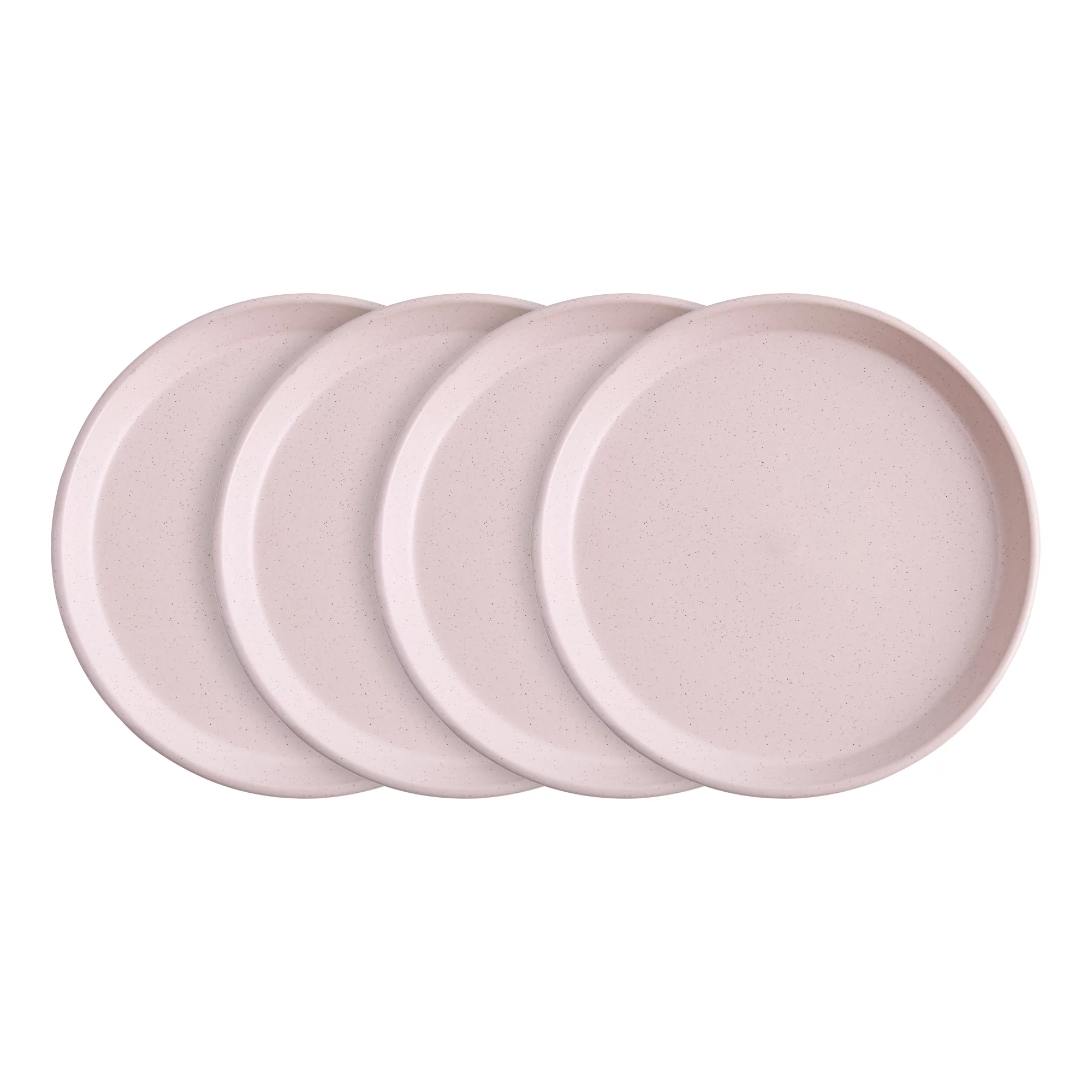 Stone Lain Serenity Rustic Stoneware Dinner Plate Replacements, 4 Count, Soft Pink