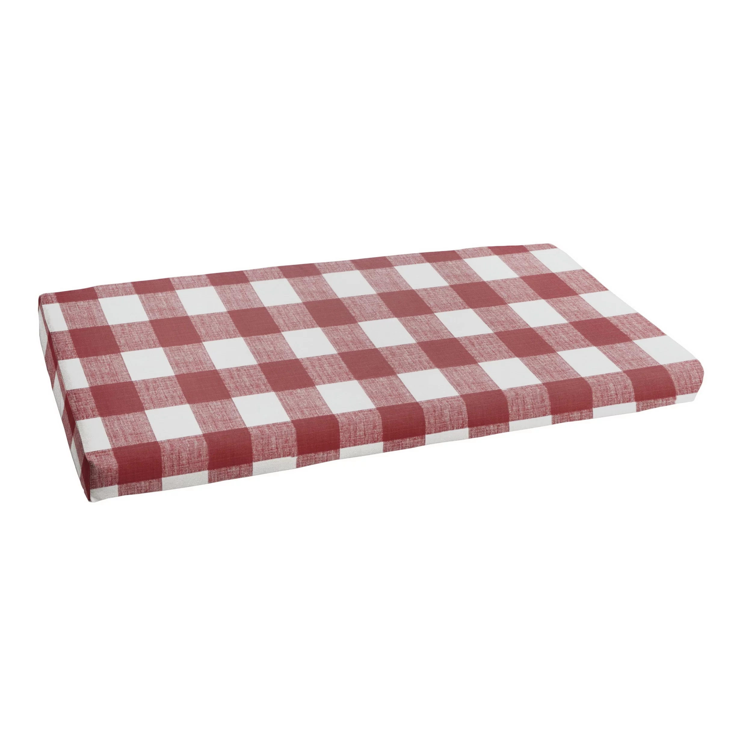 Sorra Home Red Buffalo Plaid Indoor/Outdoor Bench Cushion, Bristol
