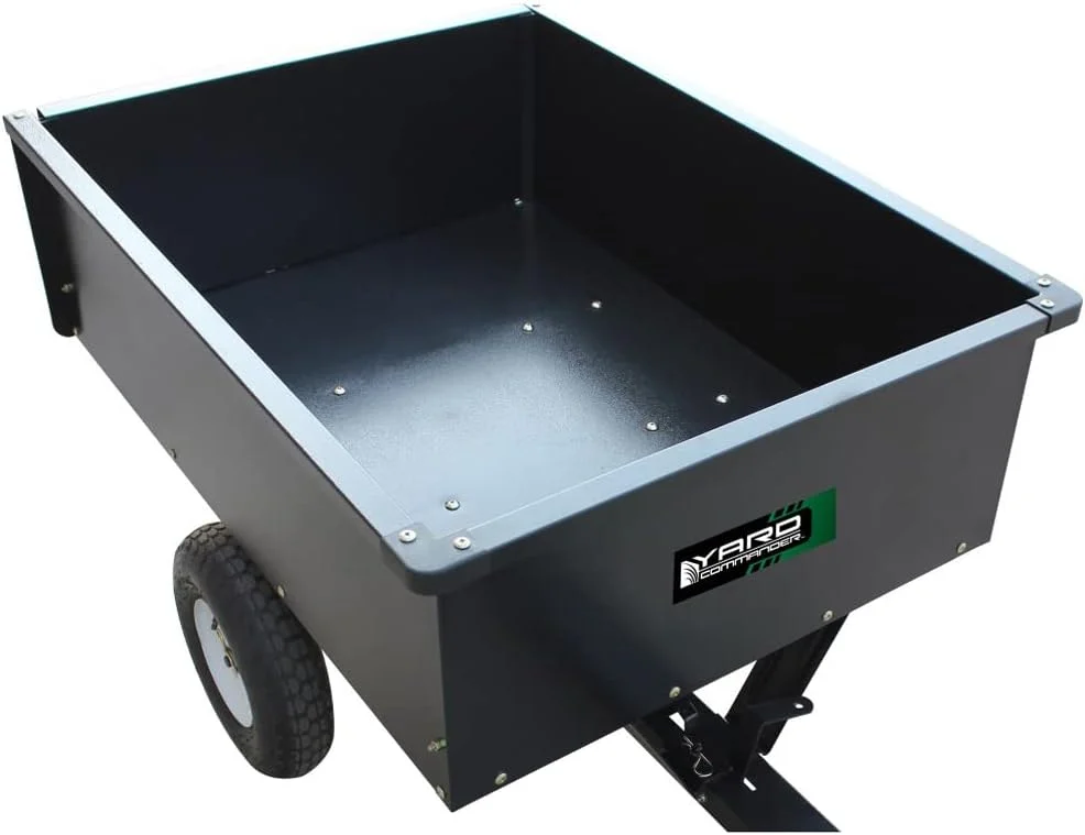 Heavy Duty Tow Behind ATV Trailer Steel Dump Cart  10Cubic Feet And 400Pound Capacity  Garden Utility Trailer  Trailers With Removable Tailgate For Riding Lawn Mower Tractor