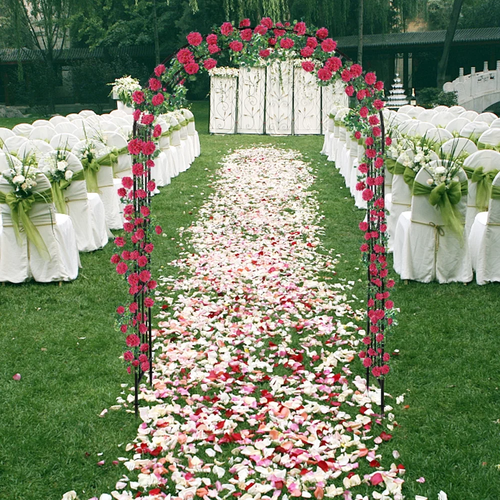 Metal Garden Arbor, 87.2in Arch Trellis for Climbing Plants, Outdoor Wedding Party Lawn Arches Decoration, Black