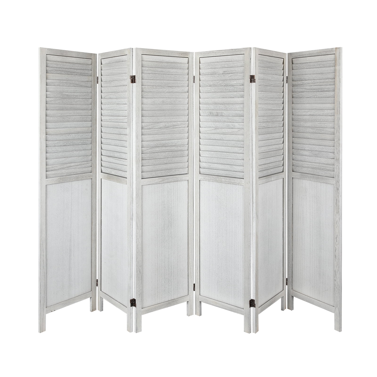 Fionafurn 6 Panel Room Divider with Chalkboard Panels Folding Partition Room Privacy Screen Fully Assembled, Natural