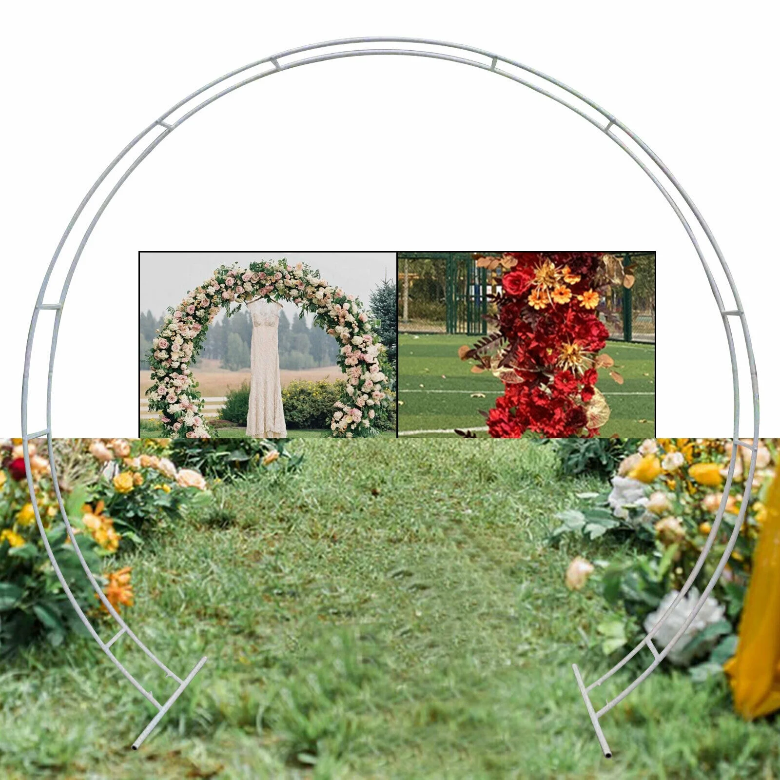 YIYIBYUS 2.7M Wedding Arch Circle Backdrop Stand Party Backdrop Photography Props Rack Metal Flower Balloon Frame Anniversary Events Road Guide White
