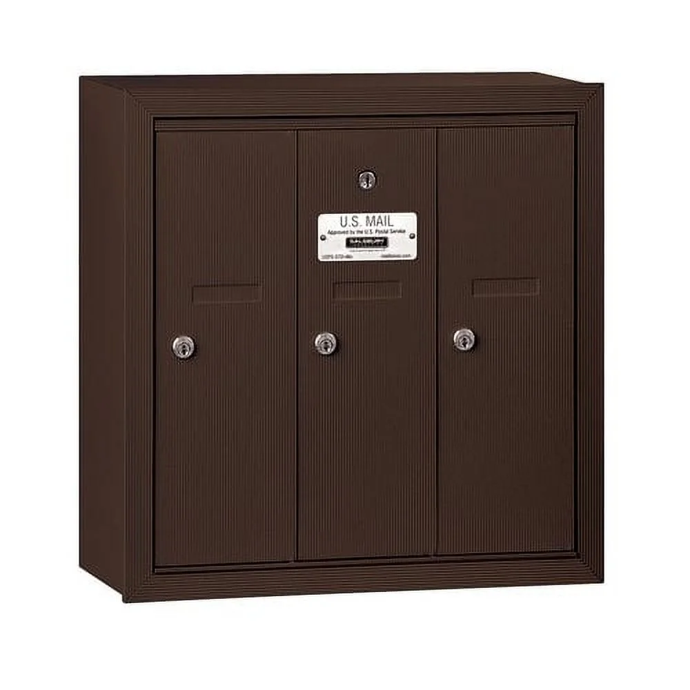 Salsbury Industries 3503ZSU Vertical Mailbox - 3 Doors - Bronze - Surface Mounted - USPS Access