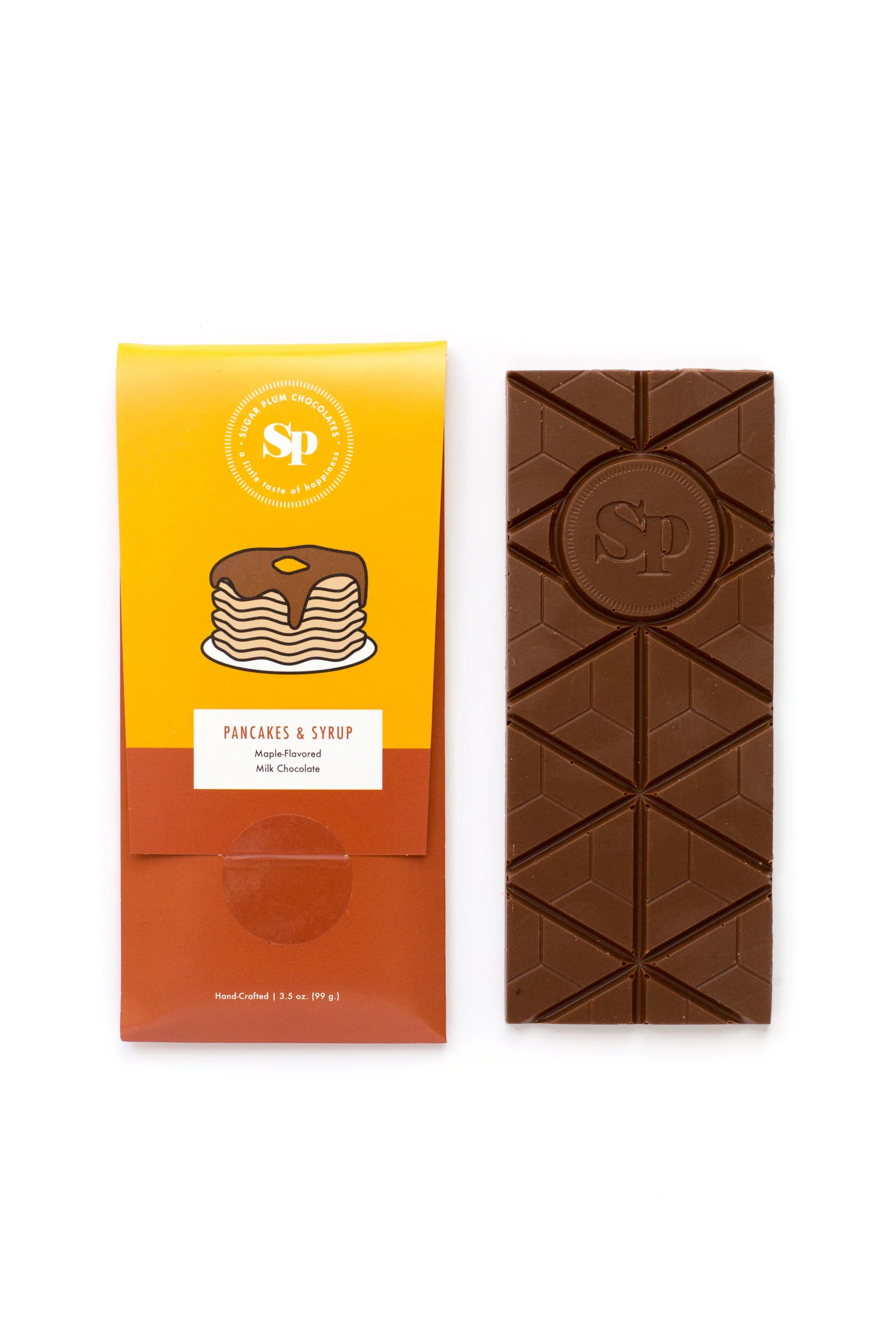 Sugar Plum Chocolates Pancakes & Syrup Candy Bars - Maple Flavored Chocolates - 5 Pack - 3.5 oz. Each.