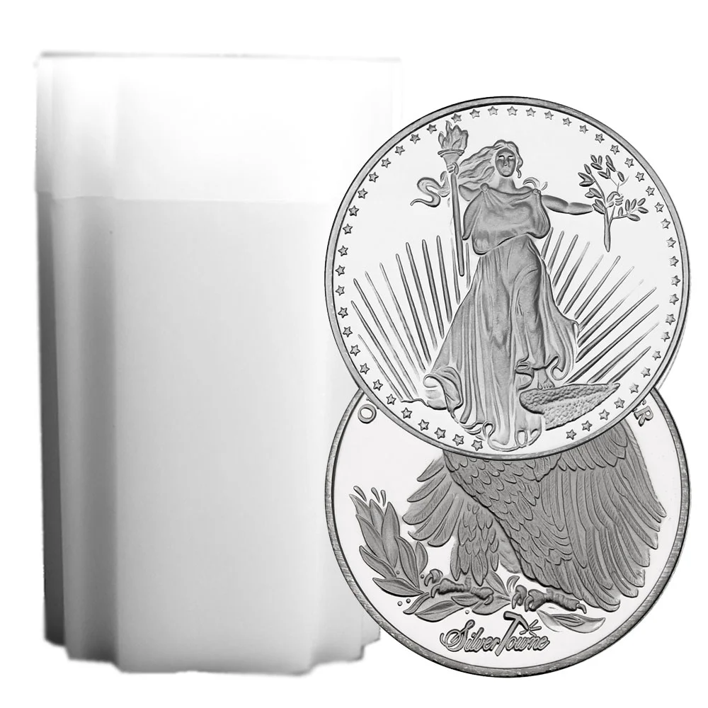 Lot of 20 - 1 Troy oz Saint Gaudens Design .999 Fine Silver Round Full Roll