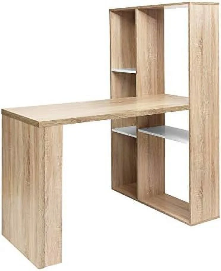 SJOPLMN INC Computer Desk 47 in Study Writing Table with  Shelves  Modern Simple Style Workstation L Shaped Corner Desk Saves Space for Home Office  Oak
