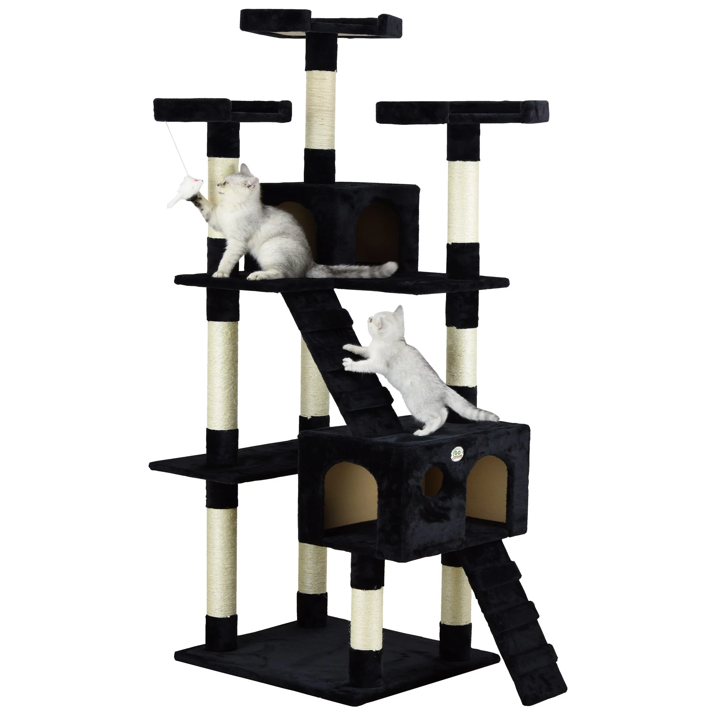 Go Pet Club 72-in Cat Tree & Condo Scratching Post Tower, Black