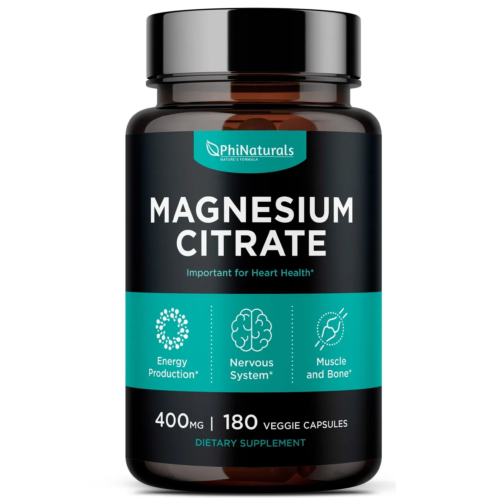 Magnesium Citrate 400mg - 180 Capsules Vegetarian