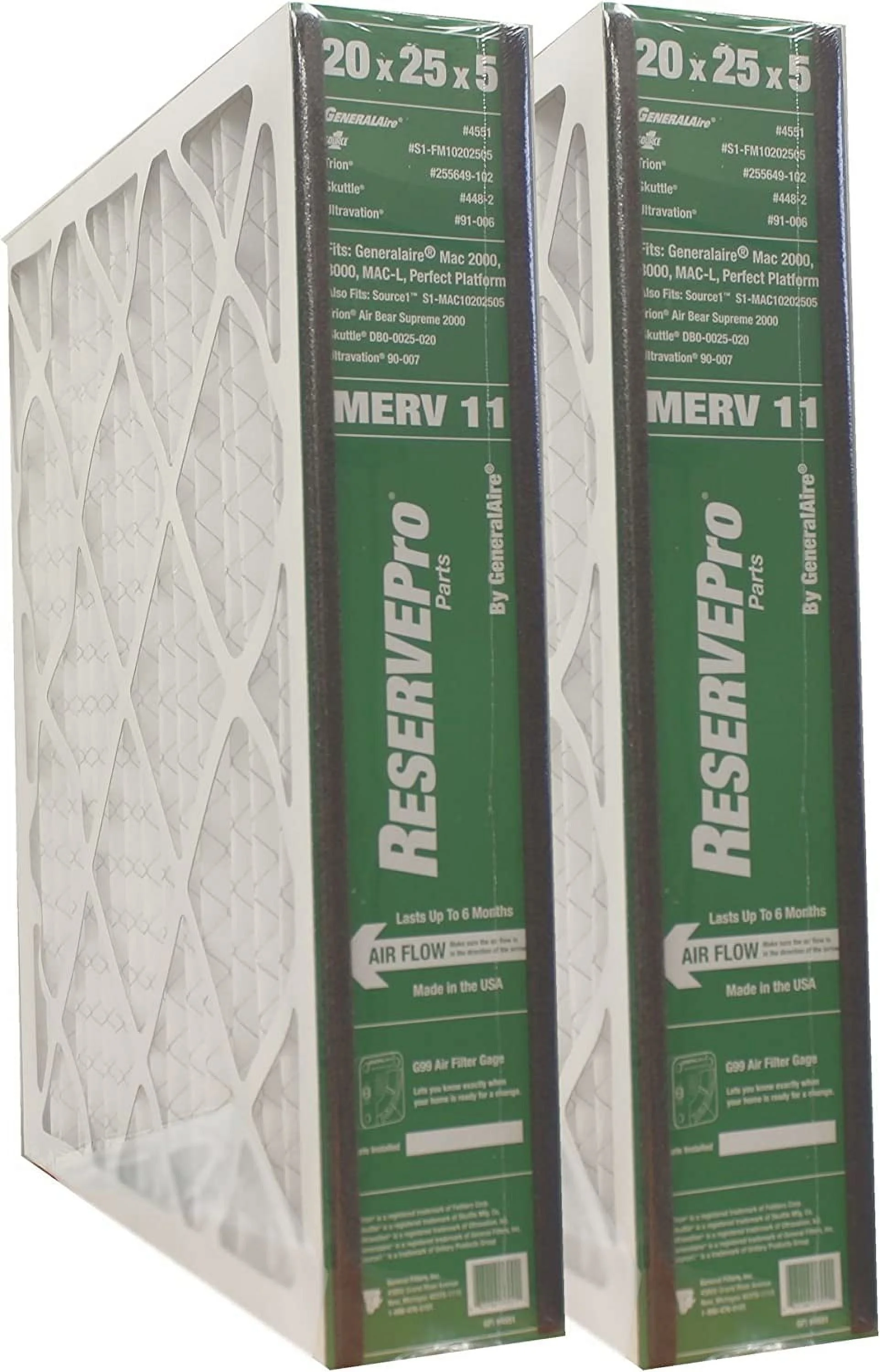 GeneralAire # 4551 for 4501 ReservePro 20x25x5 furnace filter, Actual Size:19 5/8