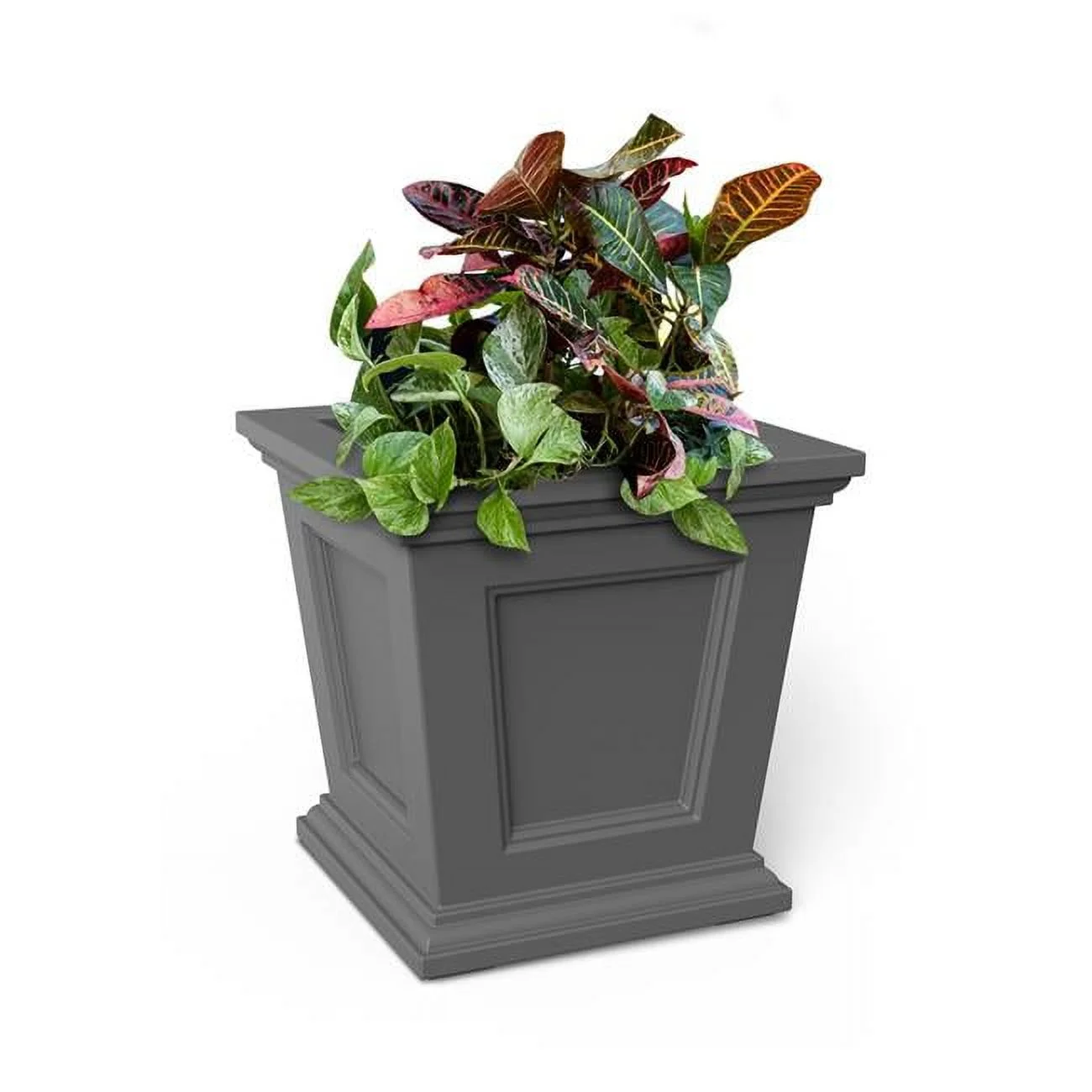 16 in. Fairfield Square Planter- Graphite Grey