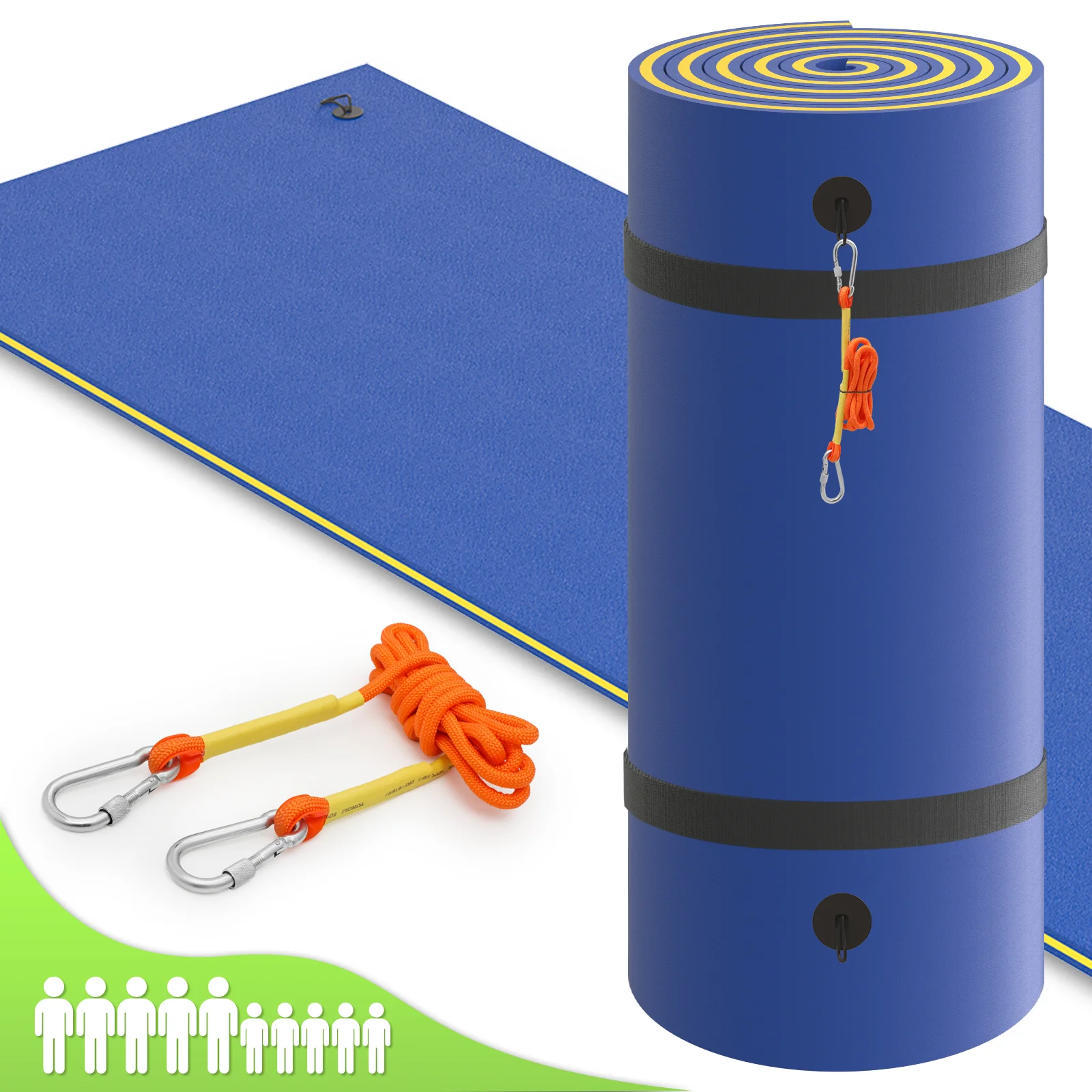 Magshion Water Floating Mat Foam Pad, 18x6FT Bouncy Tear-Resistant XPE Foam, Giant Lake Mat Lily Pad for Recreation Pool River Ocean Outdoor Water Activities, Blue