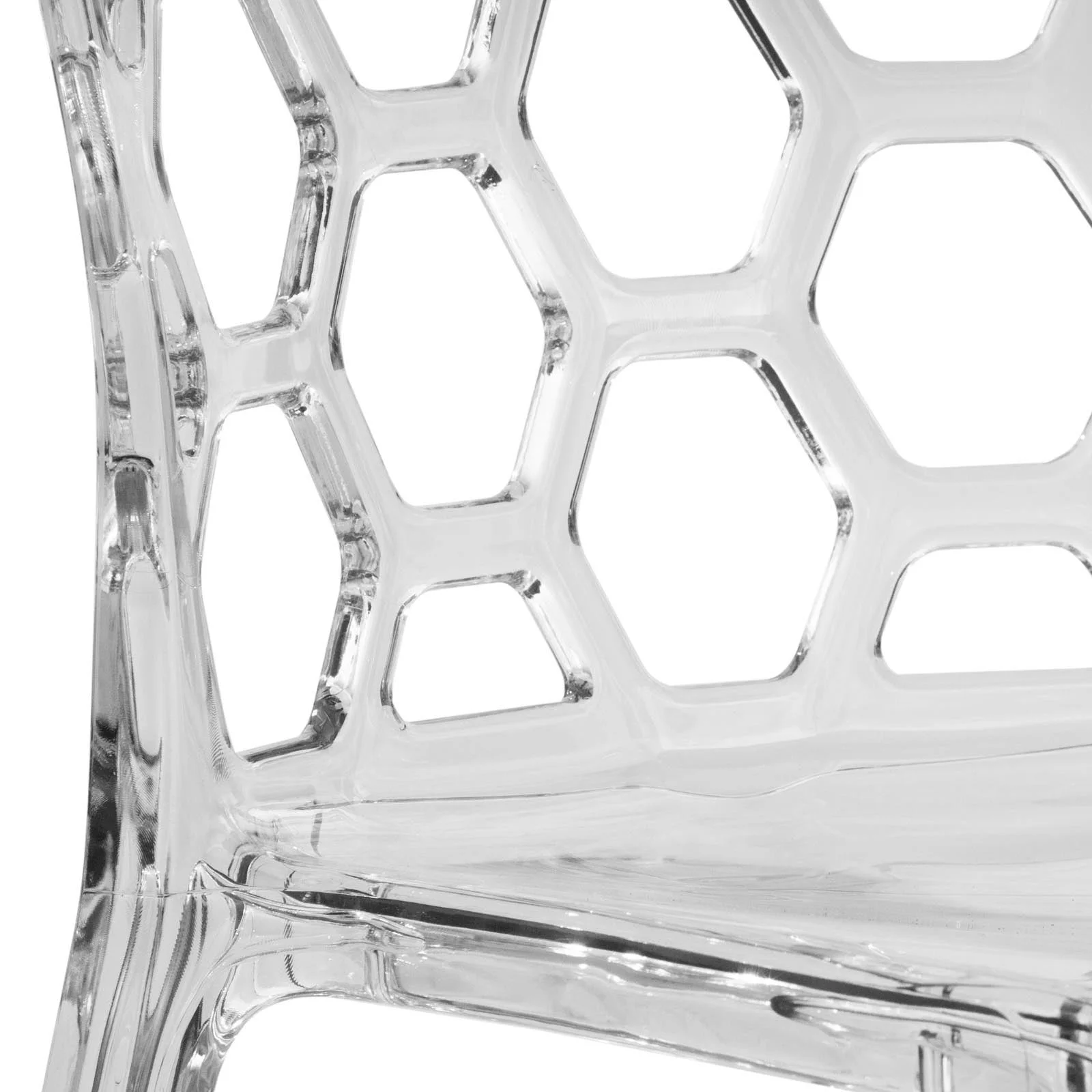 LeisureMod Dynamic Modern Honeycomb Design Dining Chair, Clear