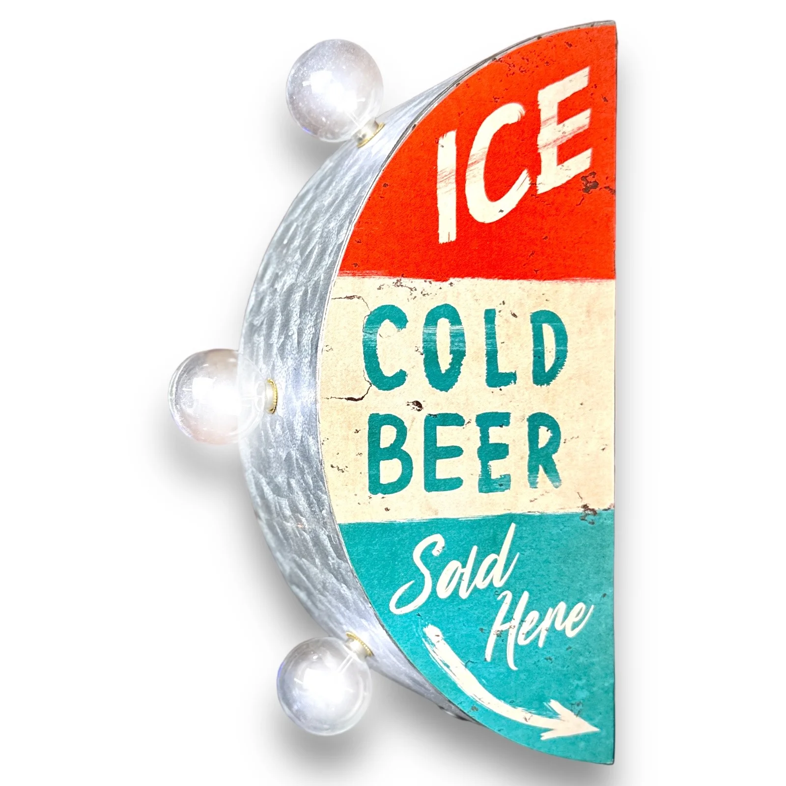 Ice Cold Beer Double-Sided Marquee Sign With LED Bulbs Vintage Inspired Retro Wall Decor For The Man Cave, Game Room, Arcade, Or Home Bar (12