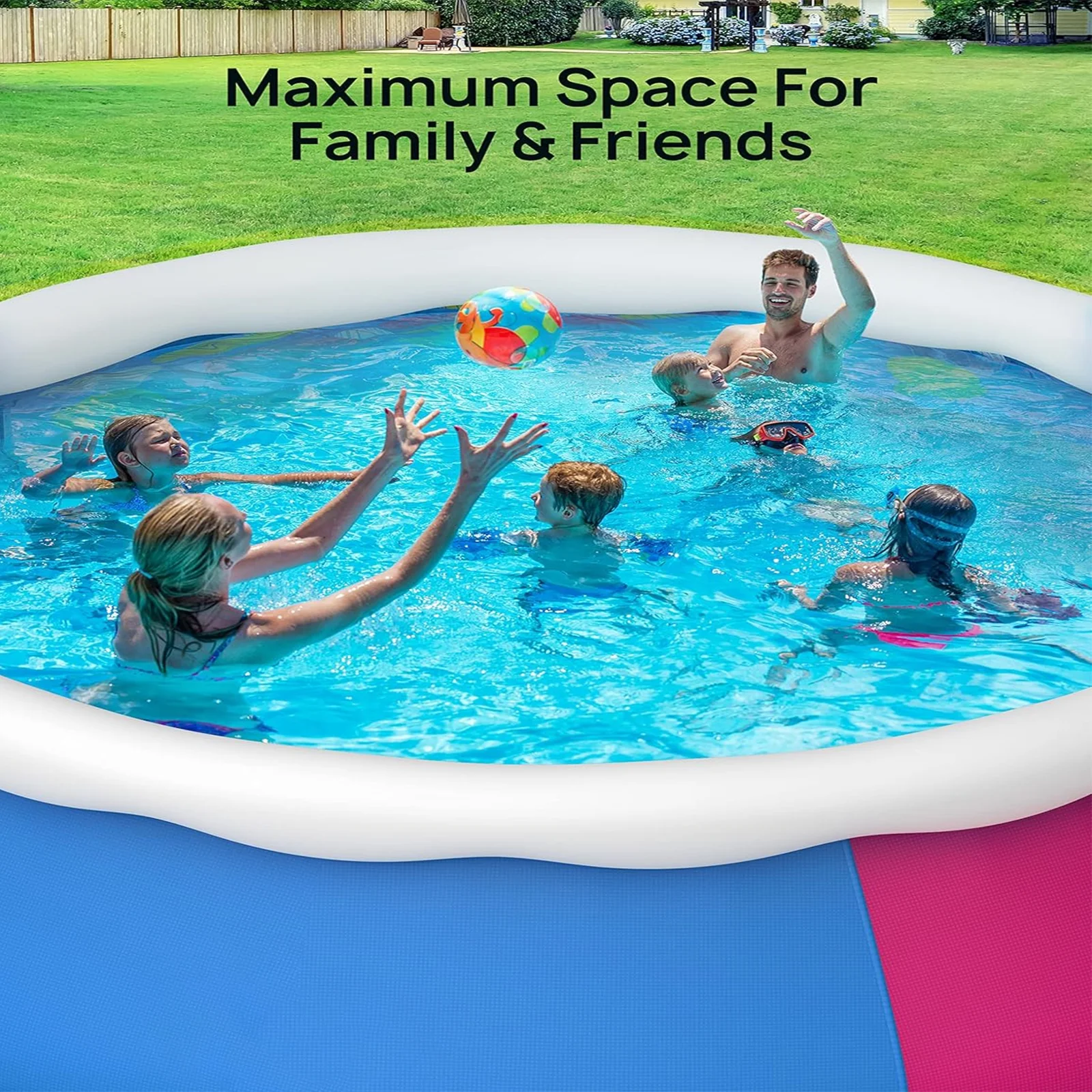 SUGIFT 15ft x 35in Round Above Ground Inflatable Swimming Pool Set Include Filter Pump and Cover