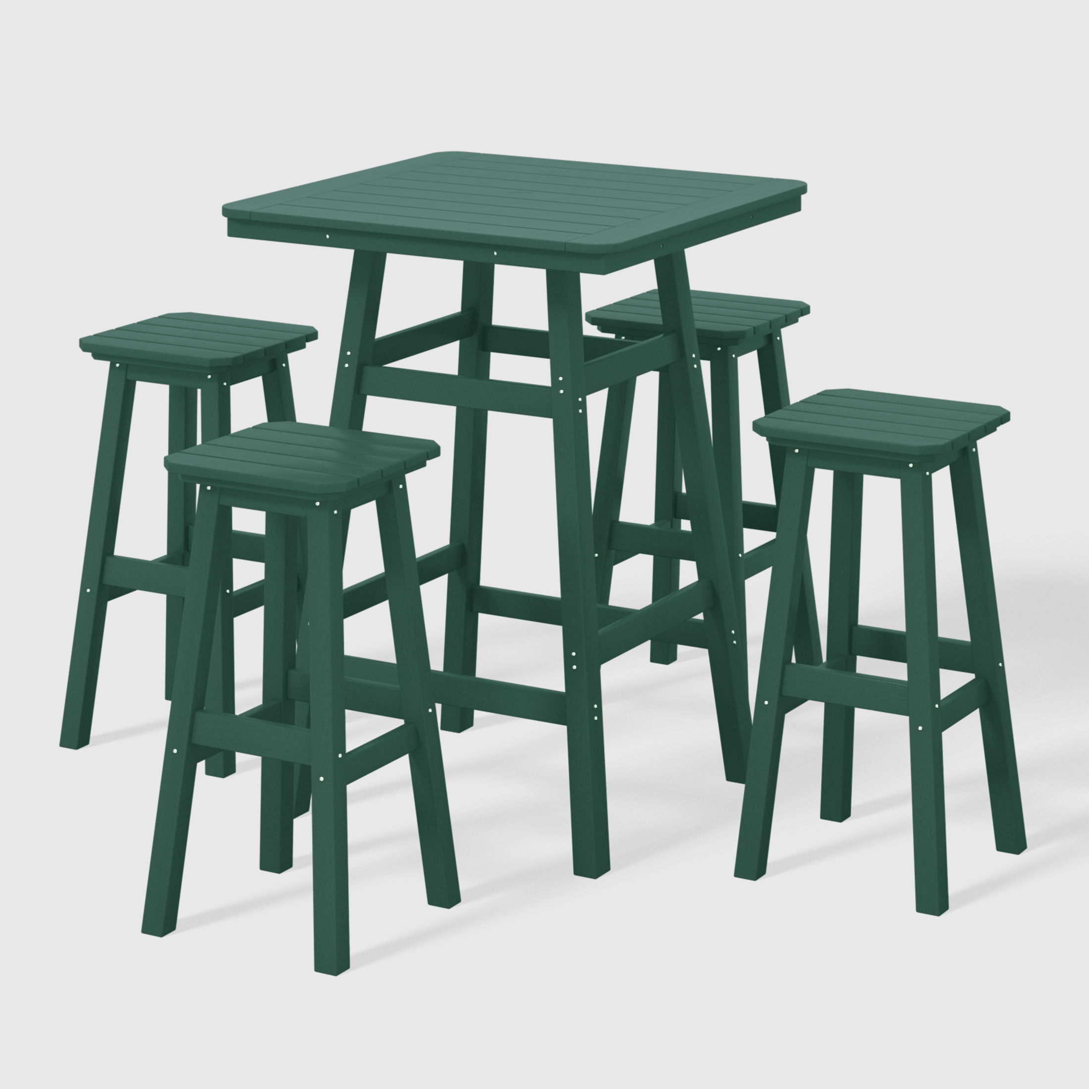 WestinTrends Malibu 5-Piece HDPE Outdoor Patio Dining Bar Bistro Table Set with Bar Stools, Dark Green