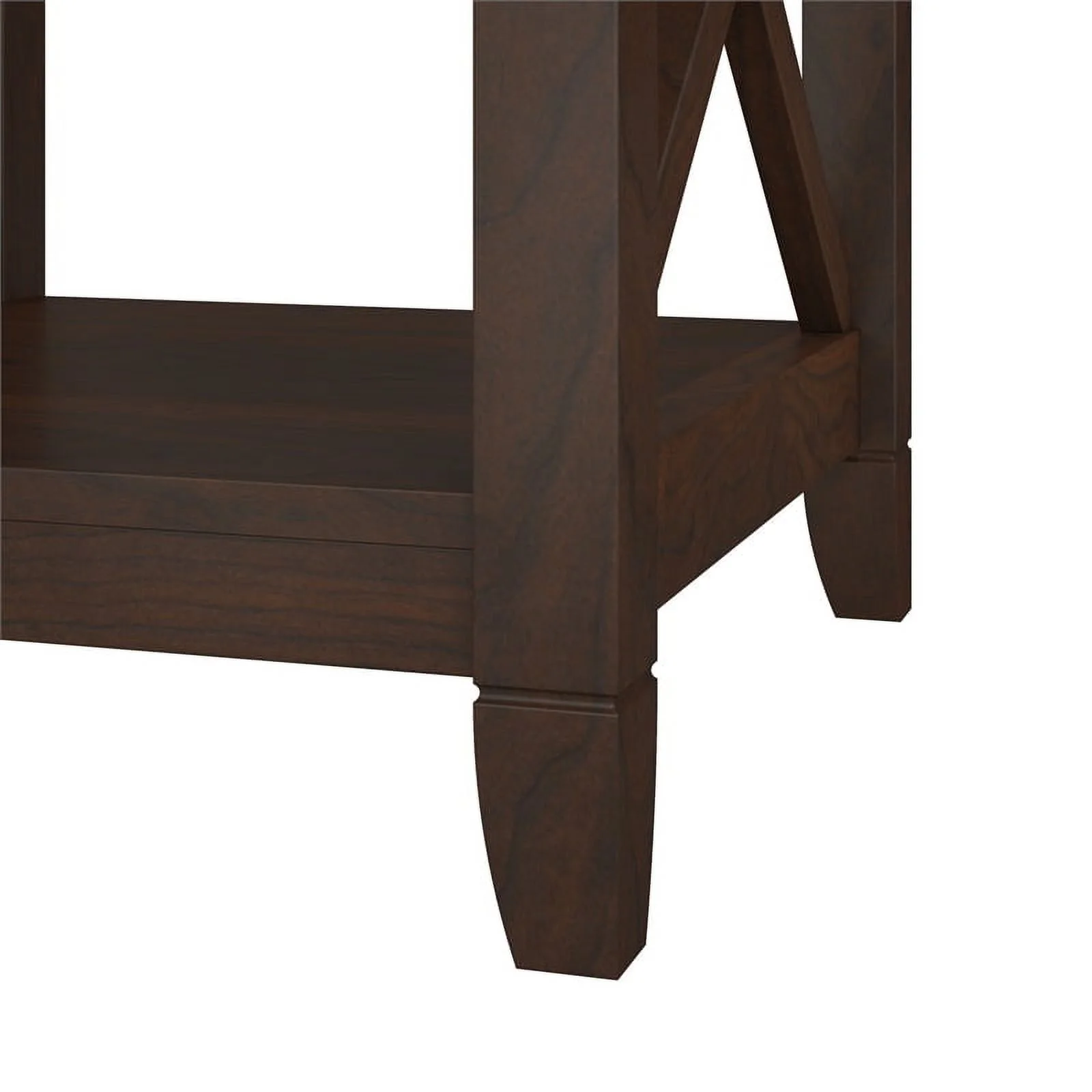 Pemberly Row Engineered Wood Console Table with Drawers and Shelves in Cherry