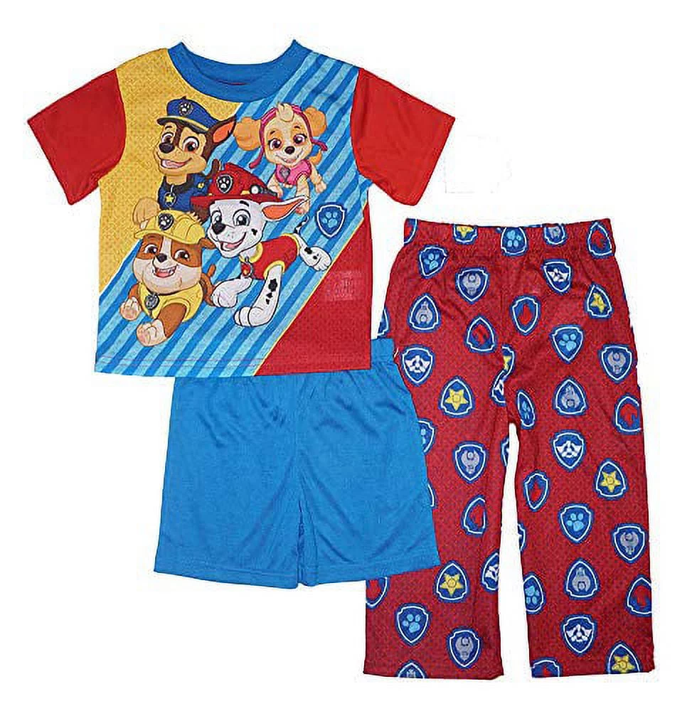 Paw Patrol Little Boy's Toddler Three-Piece Pajama Set, Red, 2T