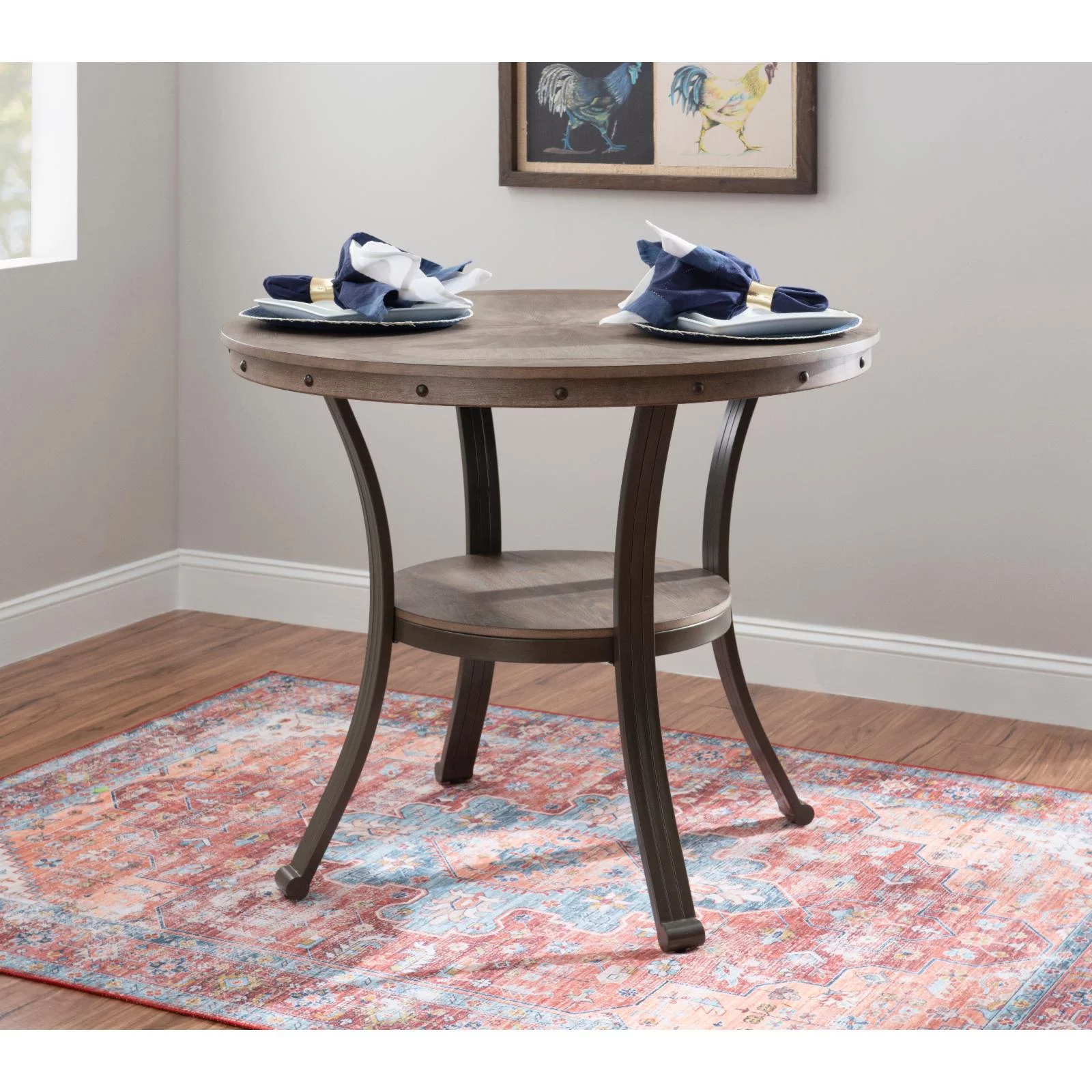 Powell Franklin 42 in. Round Pub Table - Pewter