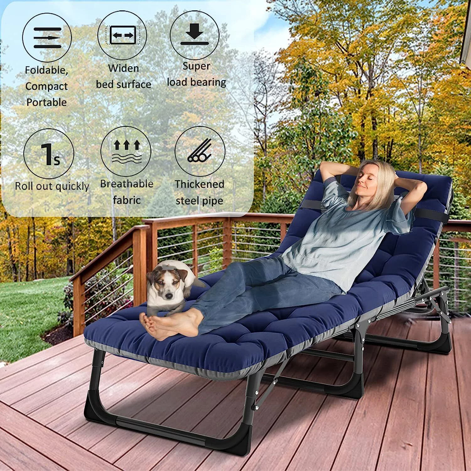 Adult Adjustable 4-Position Cots Folding Camping Cot Heavy Duty Bed  W/Mattress