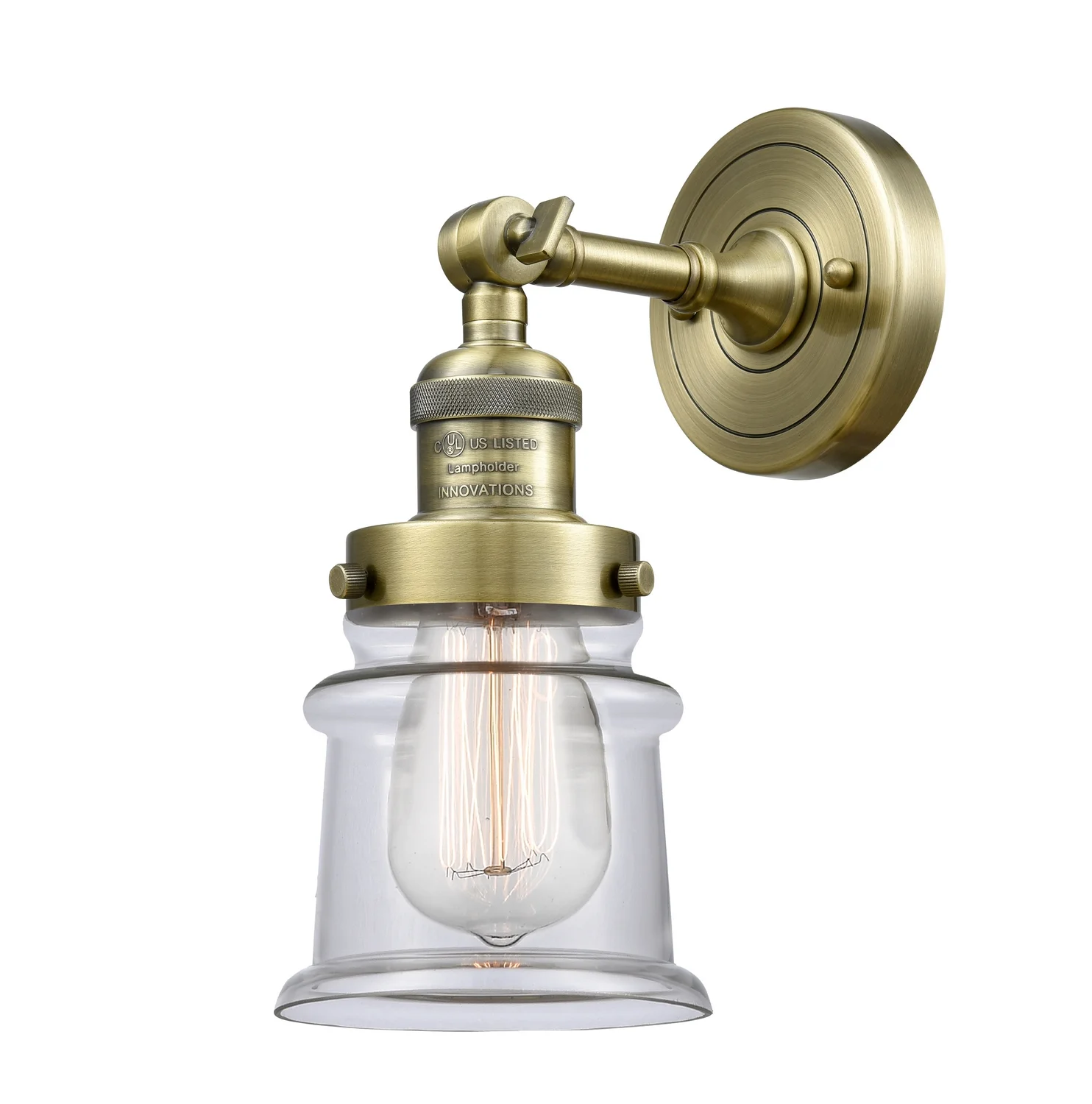 Innovations 203-AB-G182S-LED Small Canton 1 Light Sconce part of the Franklin Restoration Collection, Antique Brass