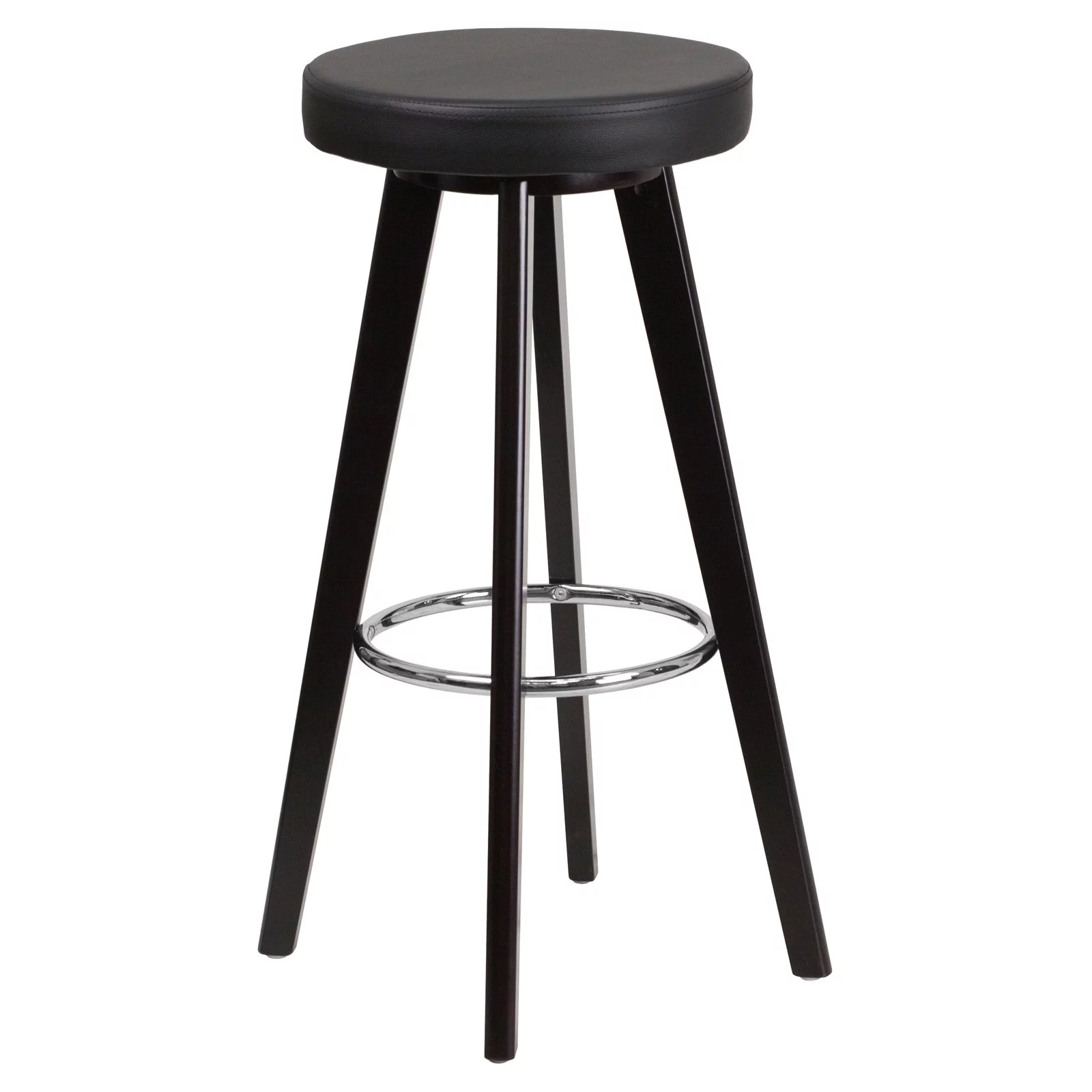 Flash Furniture Trenton Series 29'' High Contemporary Cappuccino Wood Barstool with White Vinyl Seat