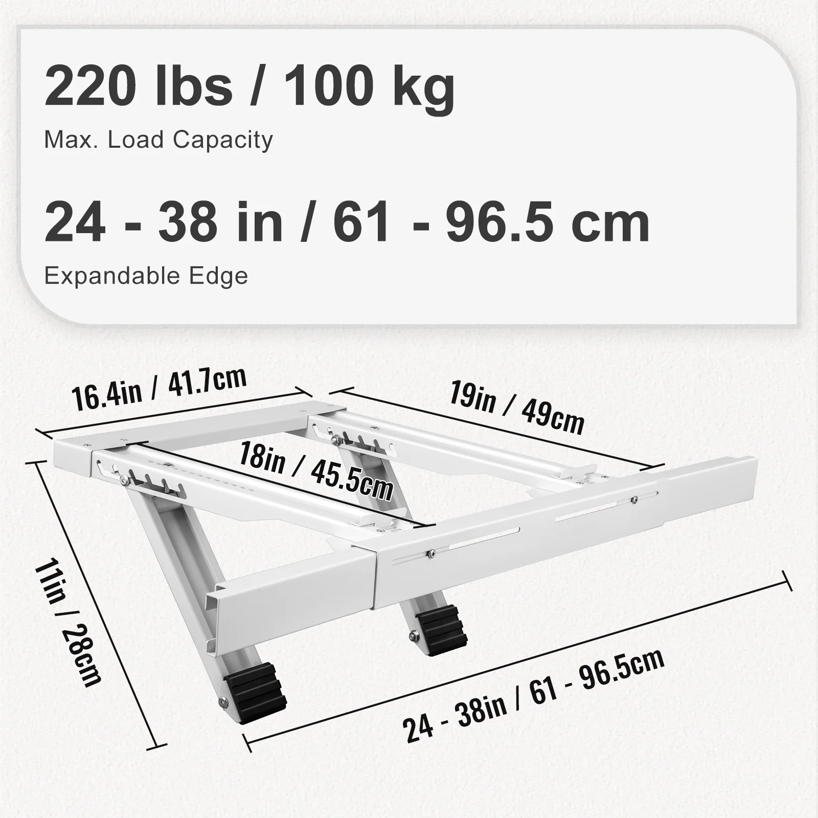 SKYSHALO Max 220 lbs Air Conditioner Support Bracket Load Capacity Heavy Duty Steel Construction Window AC Support No Drilling Easy Installation